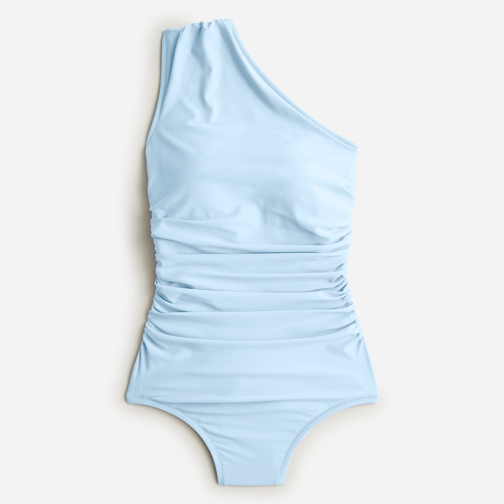 Ruched one-shoulder one-piece