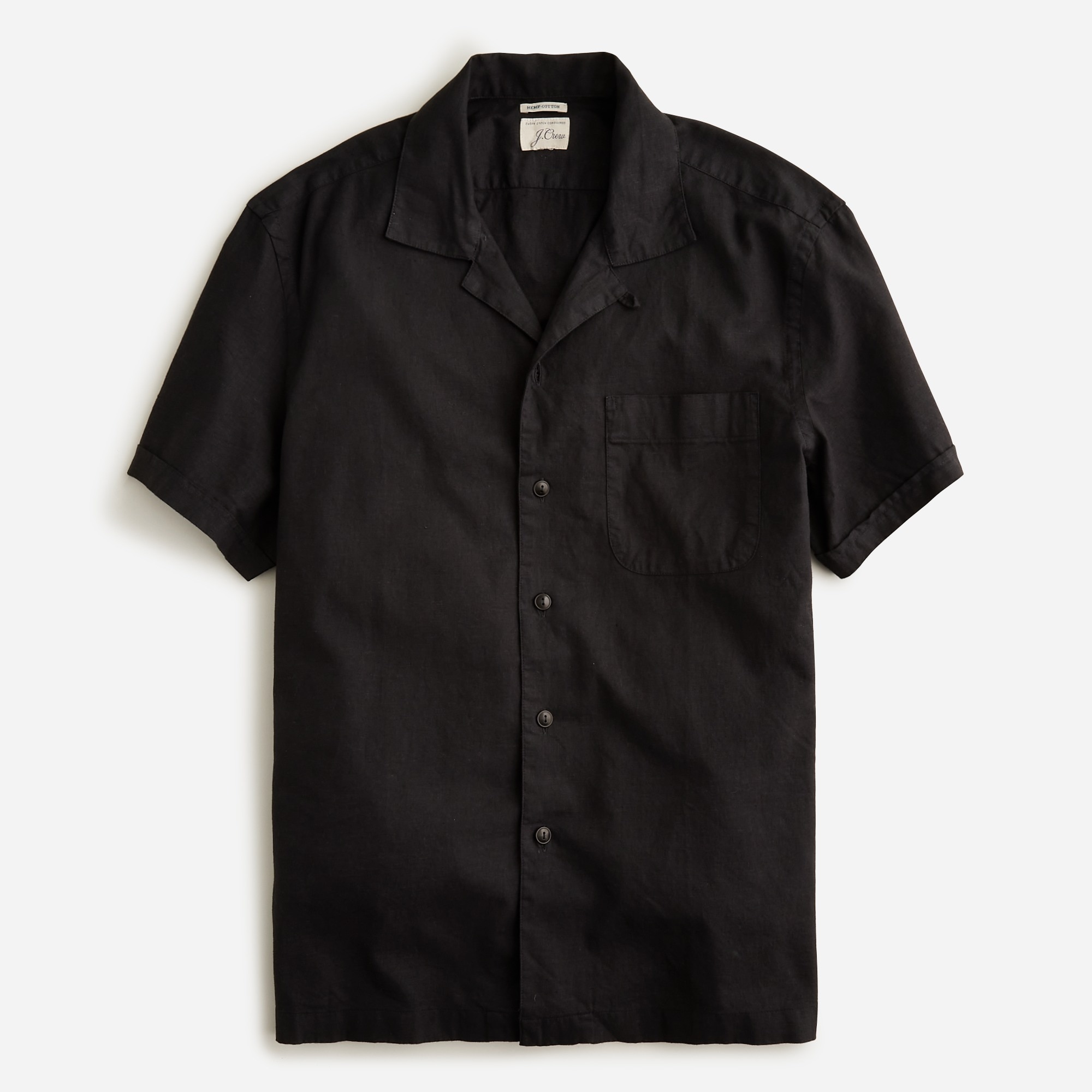 Hemp-cotton-blend camp-collar shirt