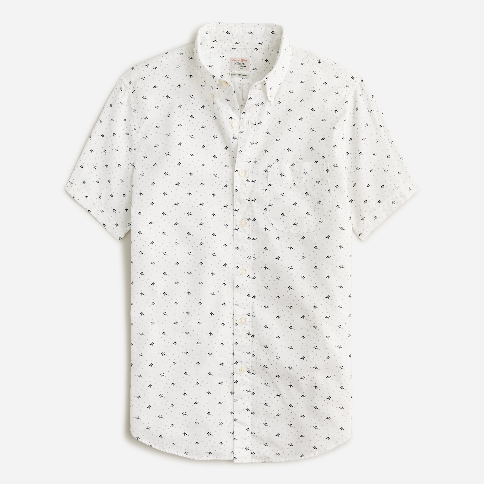 Short-sleeve Secret Wash cotton poplin shirt
