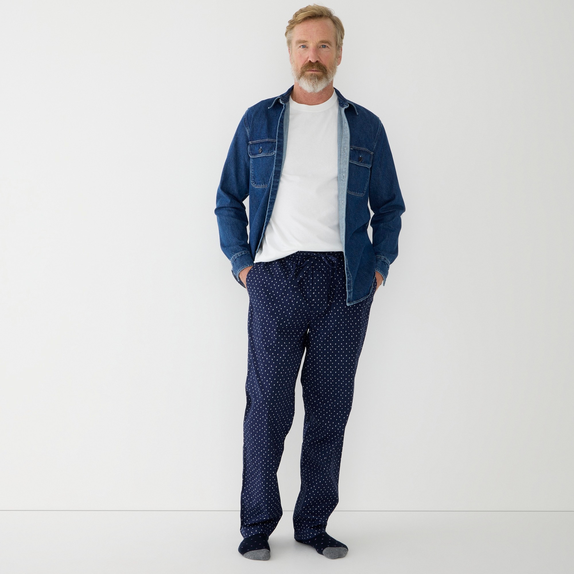 Pajama pant in printed cotton poplin