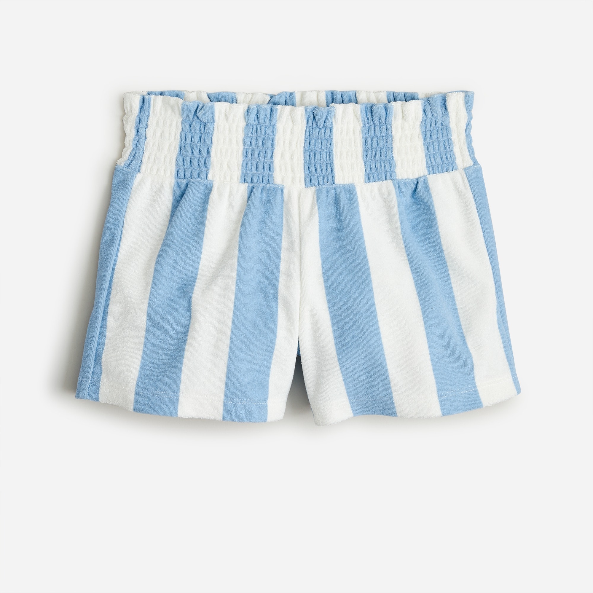 Girls' smocked-waist short in towel terry