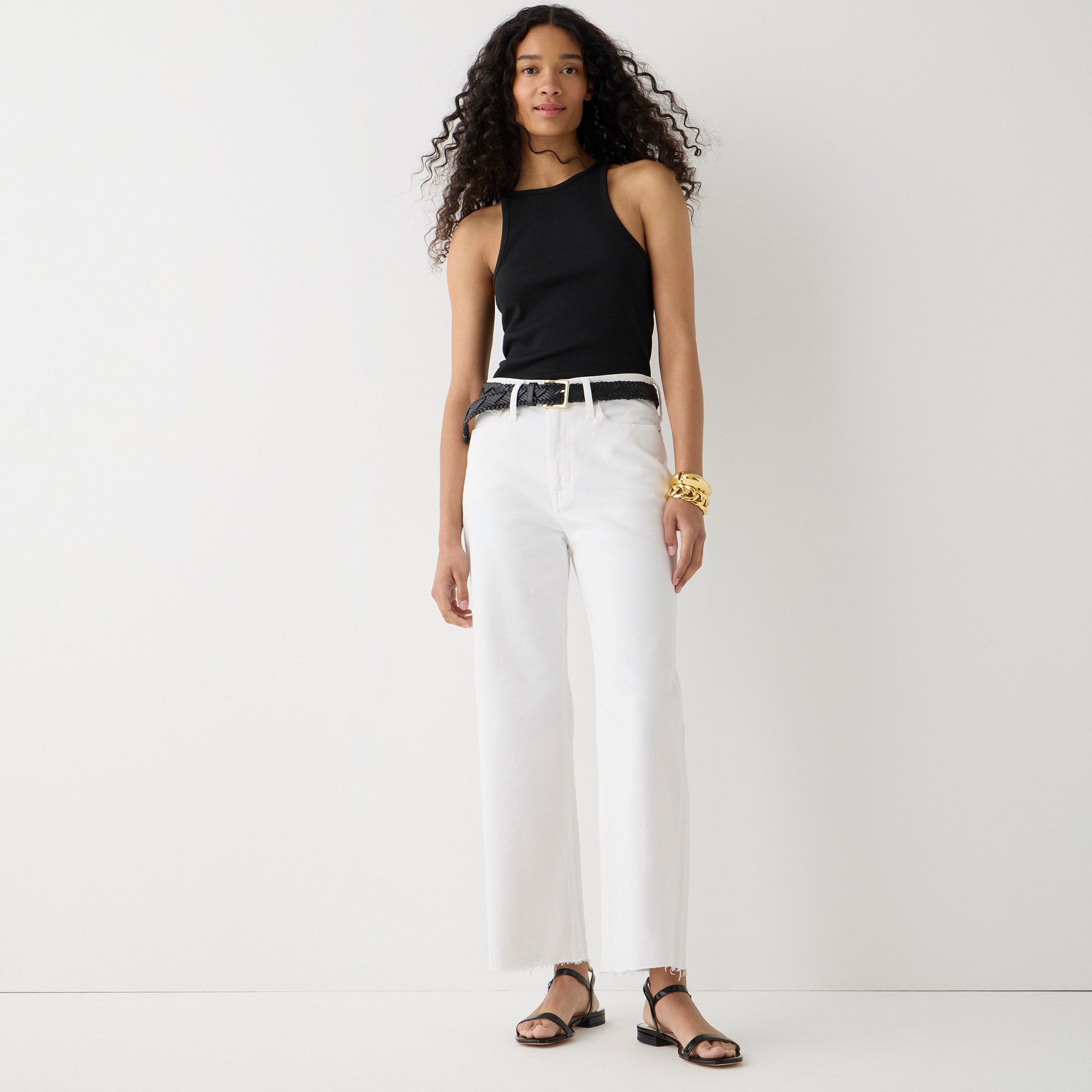 Slim wide-leg jean in white wash