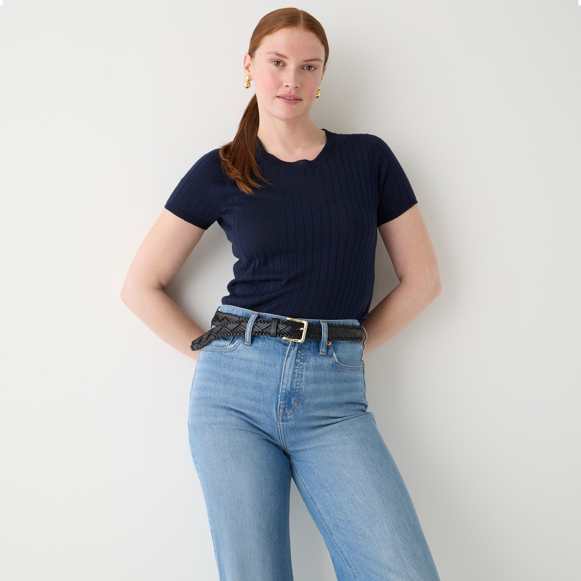 Silk-cashmere blend cropped T-shirt