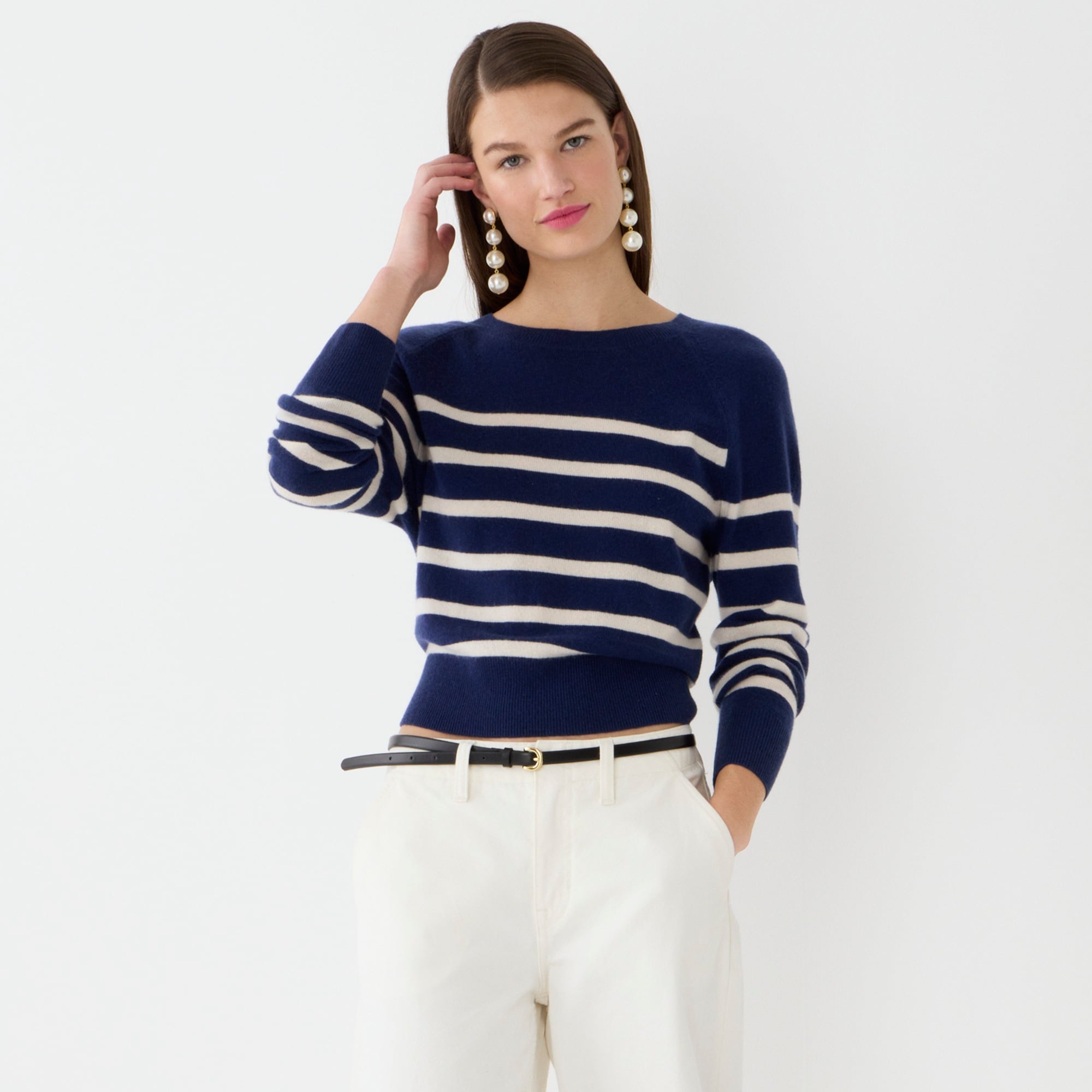 Cashmere relaxed sweatshirt in stripe
