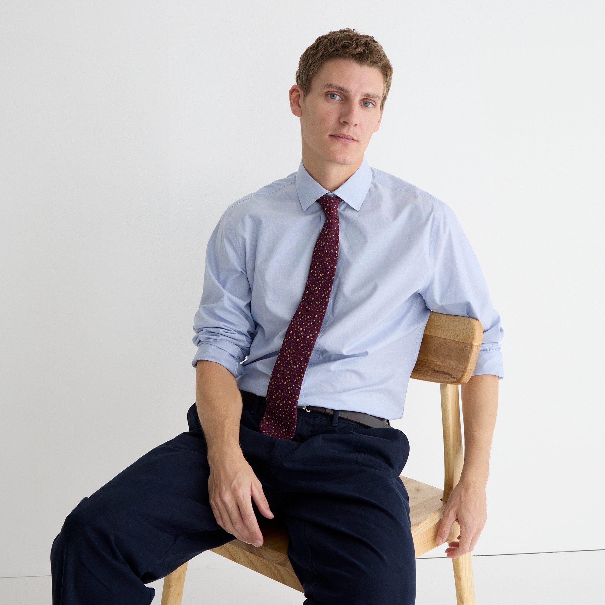 Bowery wrinkle-free stretch cotton shirt with spread collar