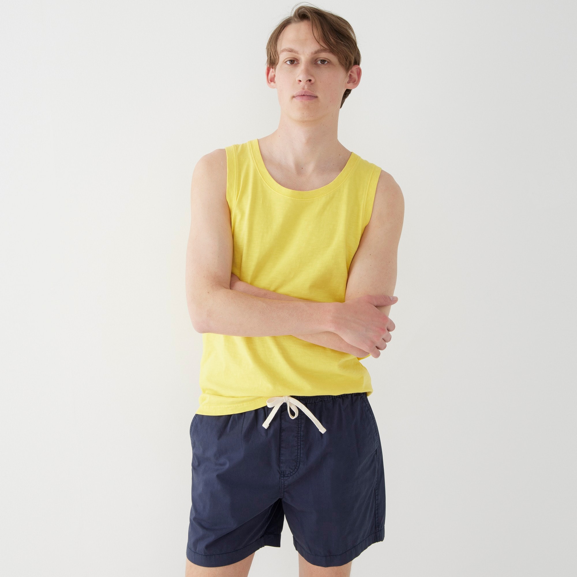 Garment-dyed slub cotton tank top