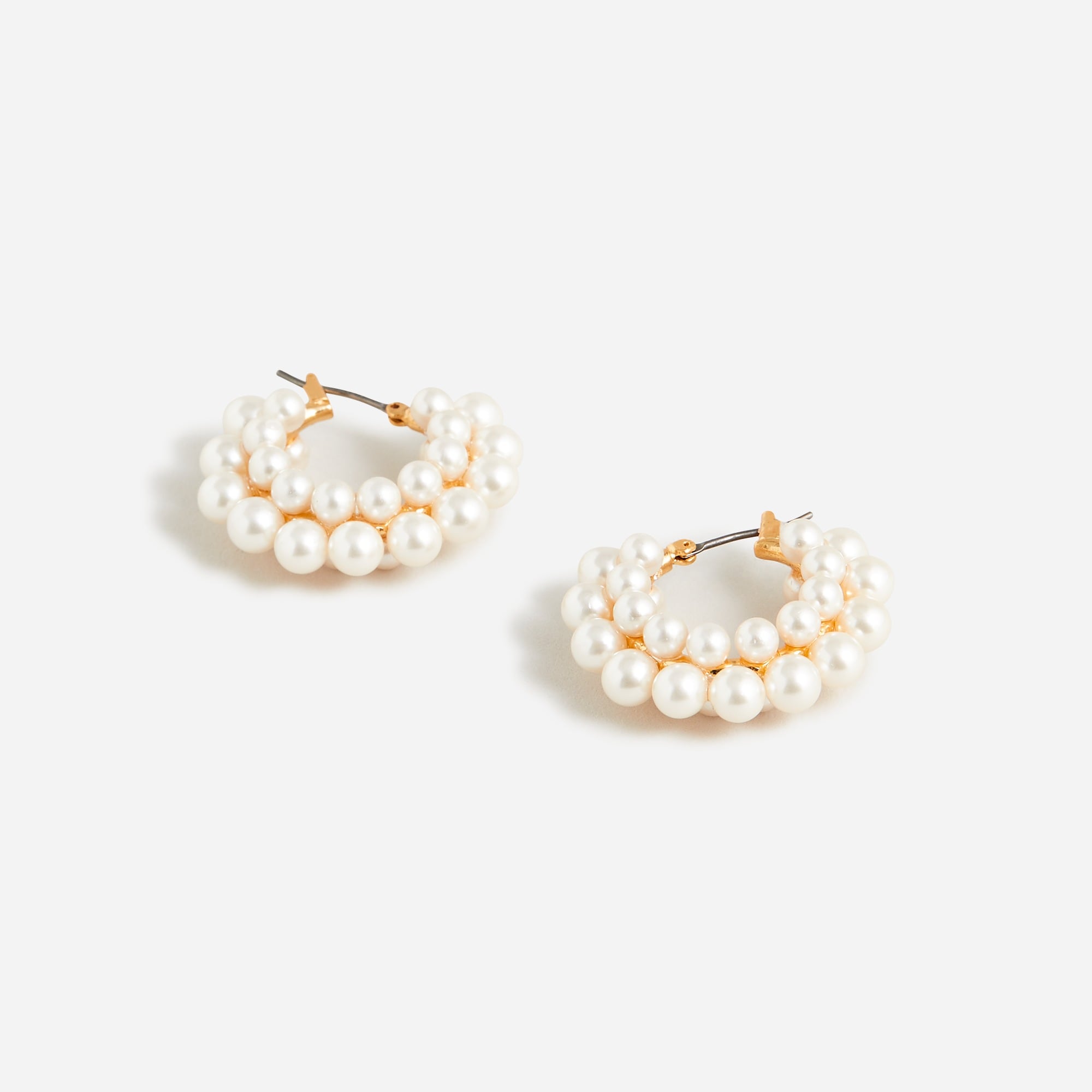 Layered mini-pearl hoop earrings