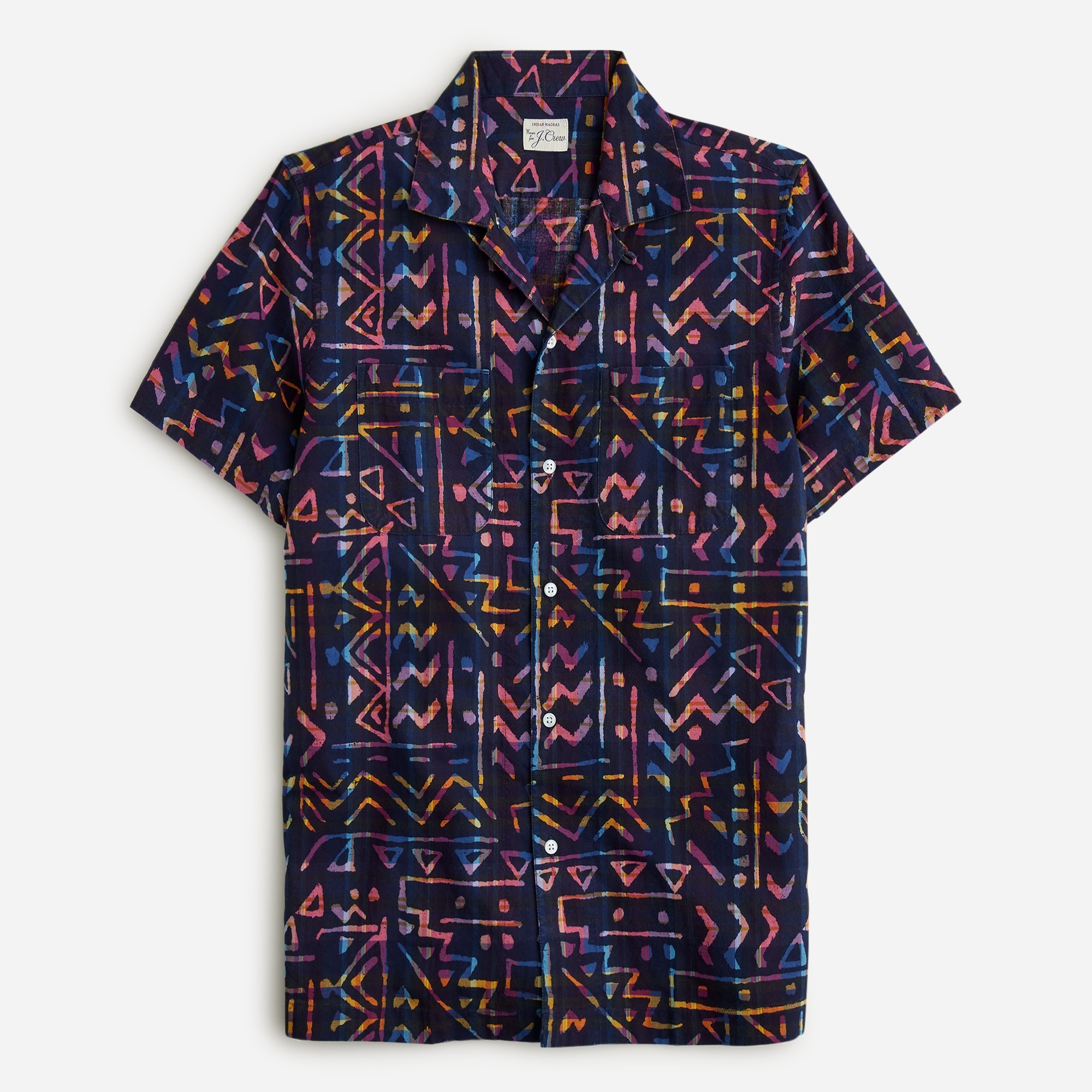 Camp-collar shirt in Indian madras