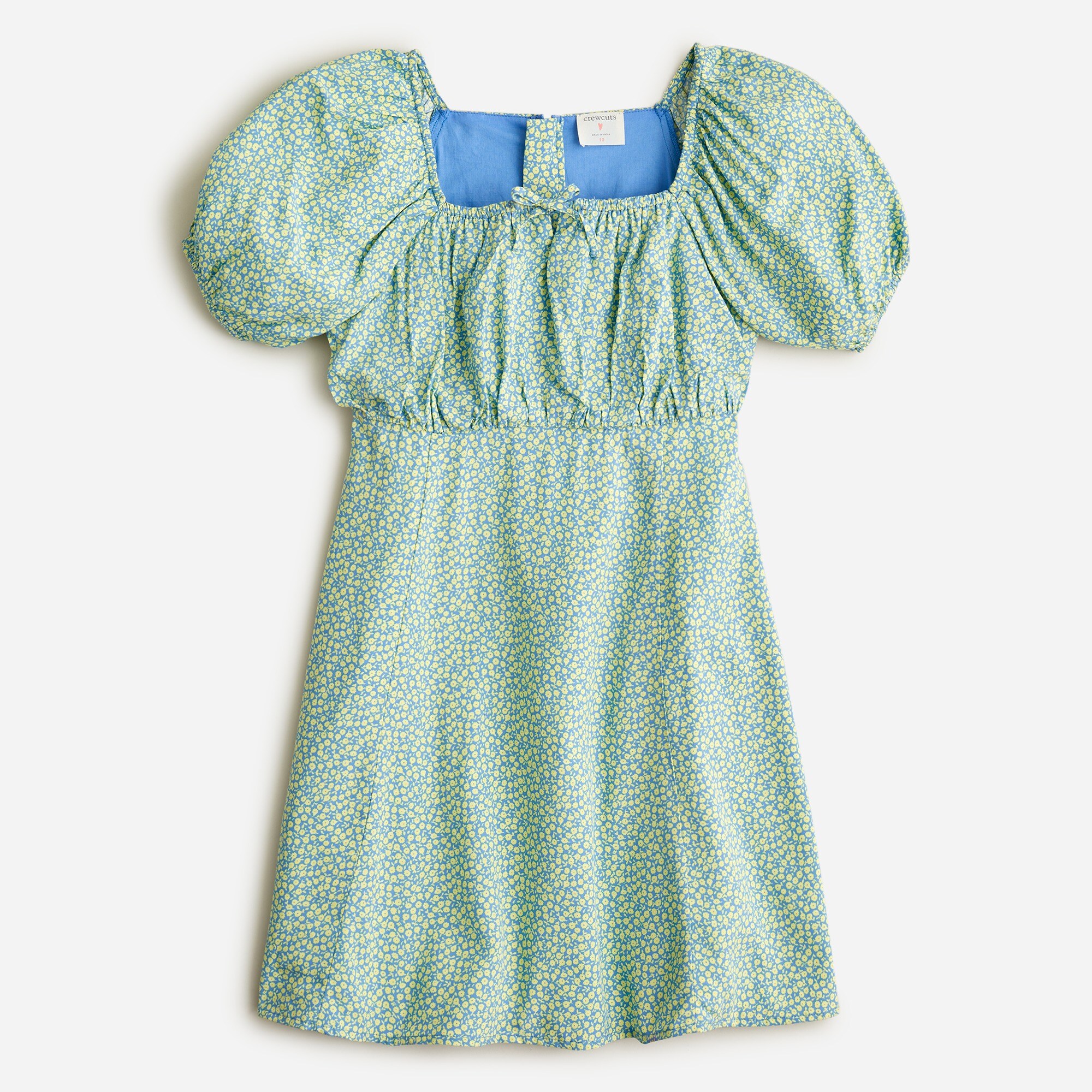Girls' puff-sleeve mini dress in floral
