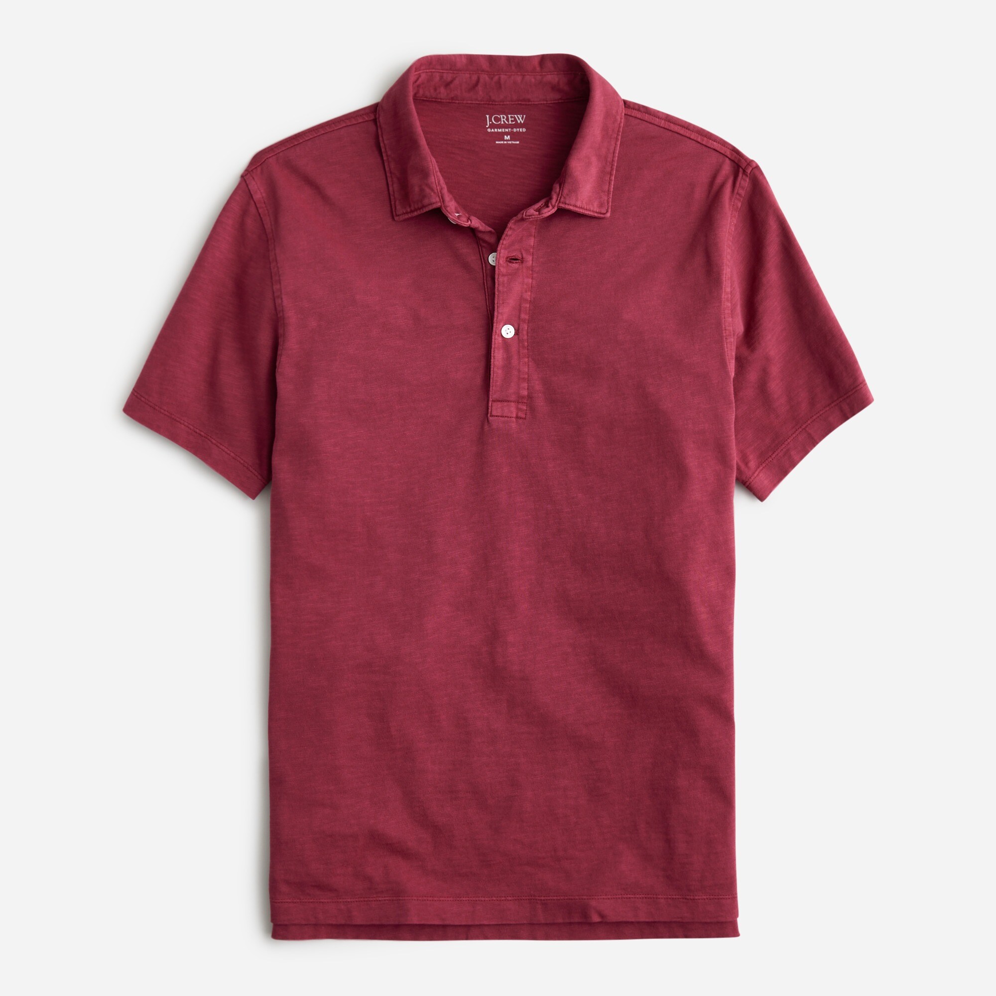 Garment-dyed slub cotton polo shirt
