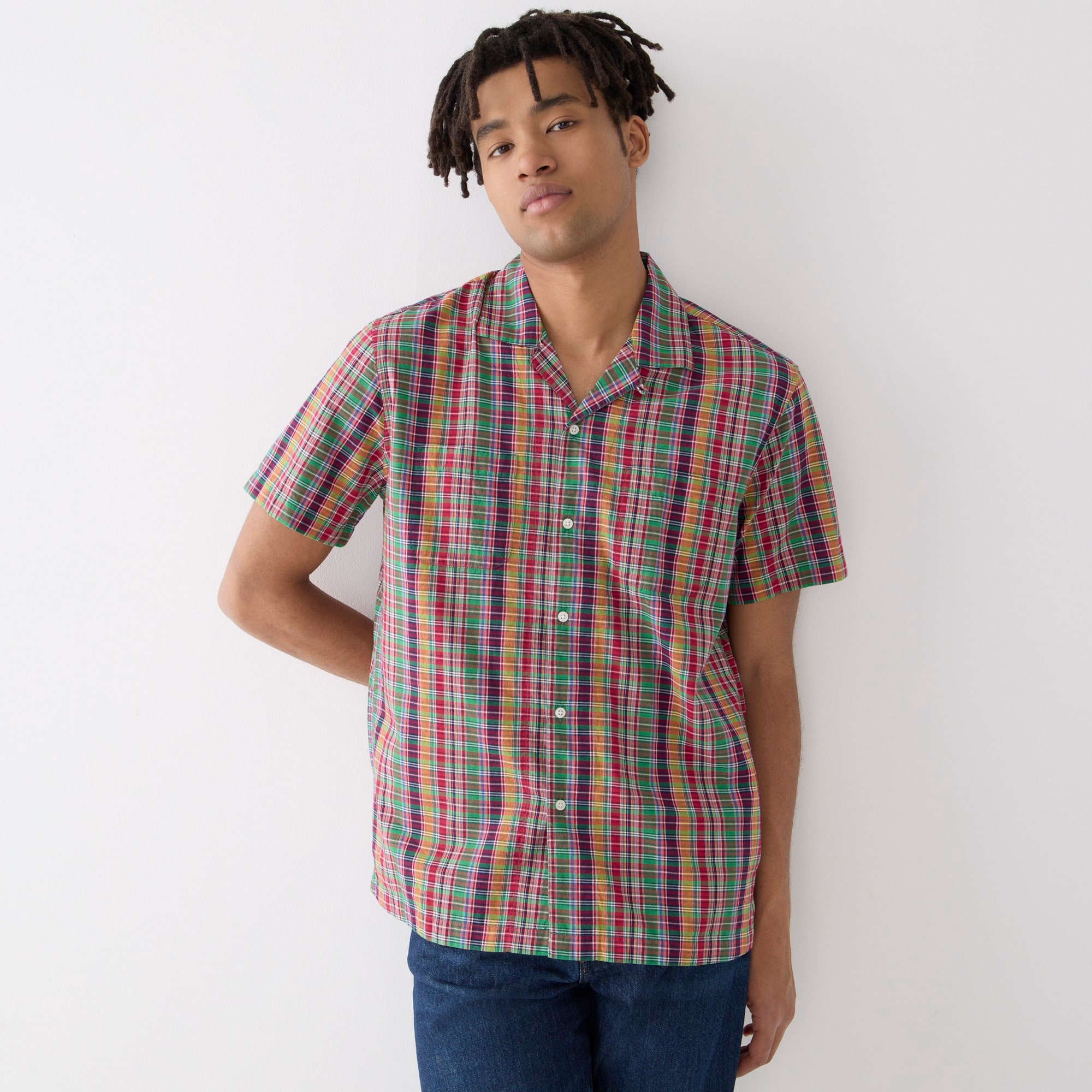 Camp-collar shirt in Indian madras