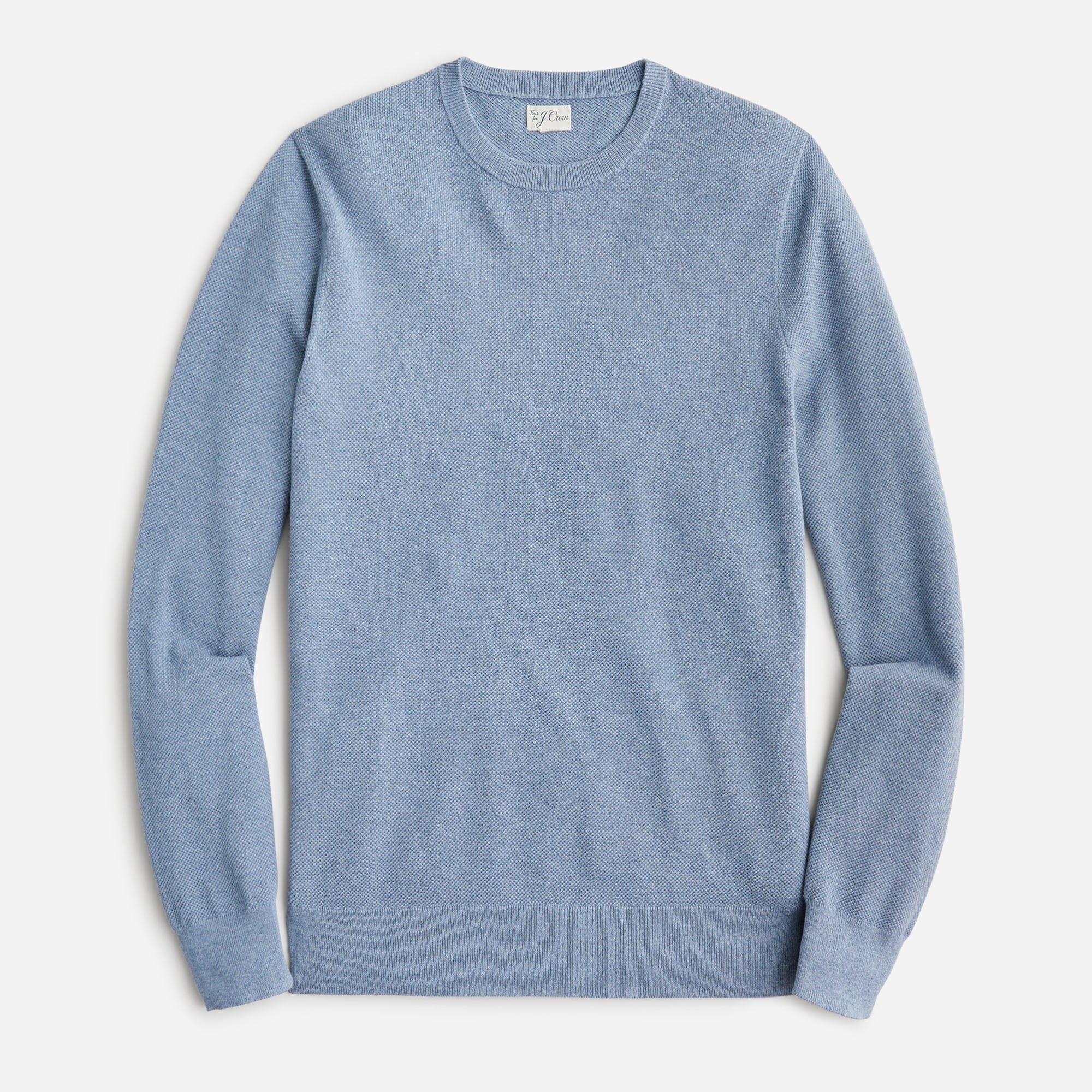 Cotton piqué-stitch crewneck sweater