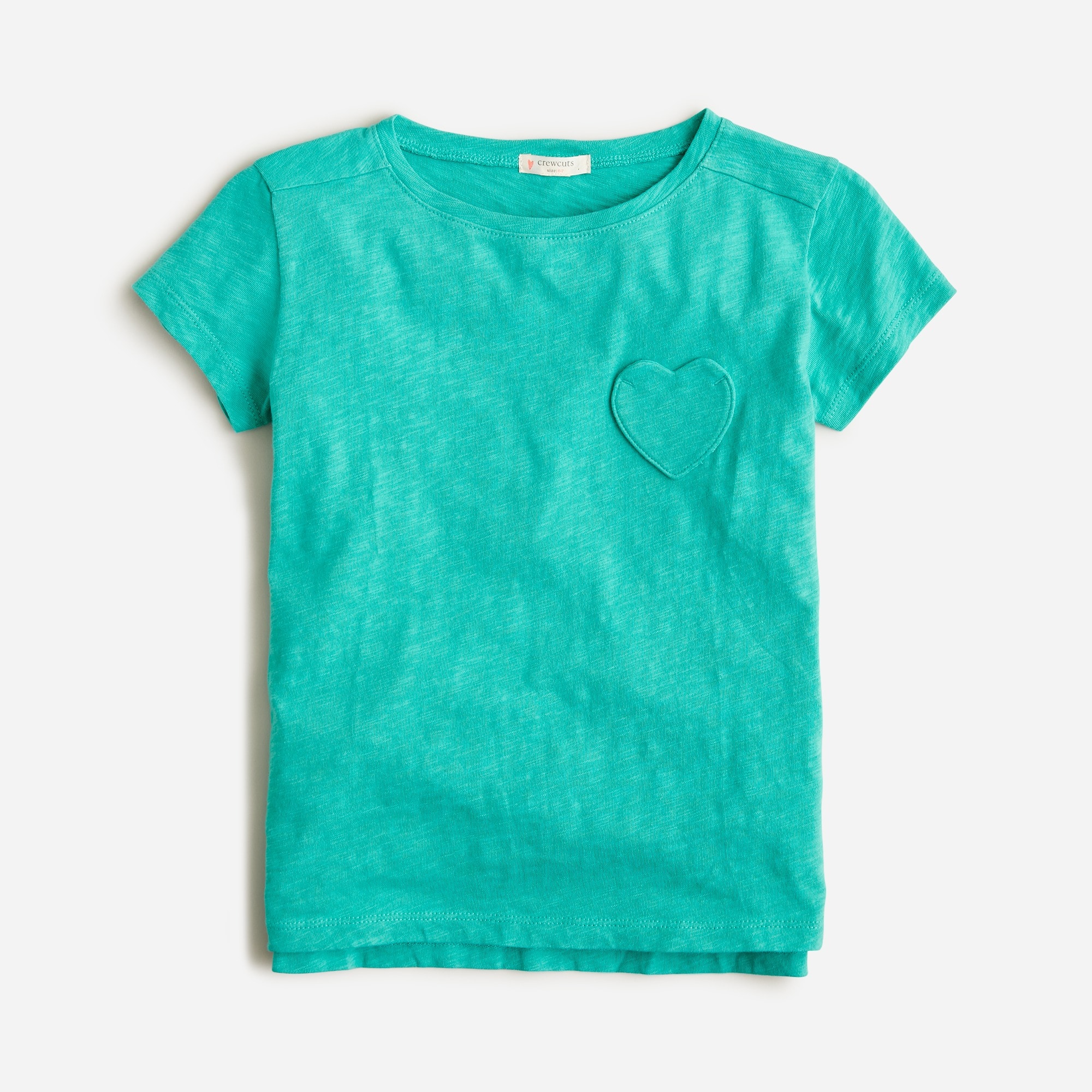 Girls' short-sleeve heart-pocket T-shirt