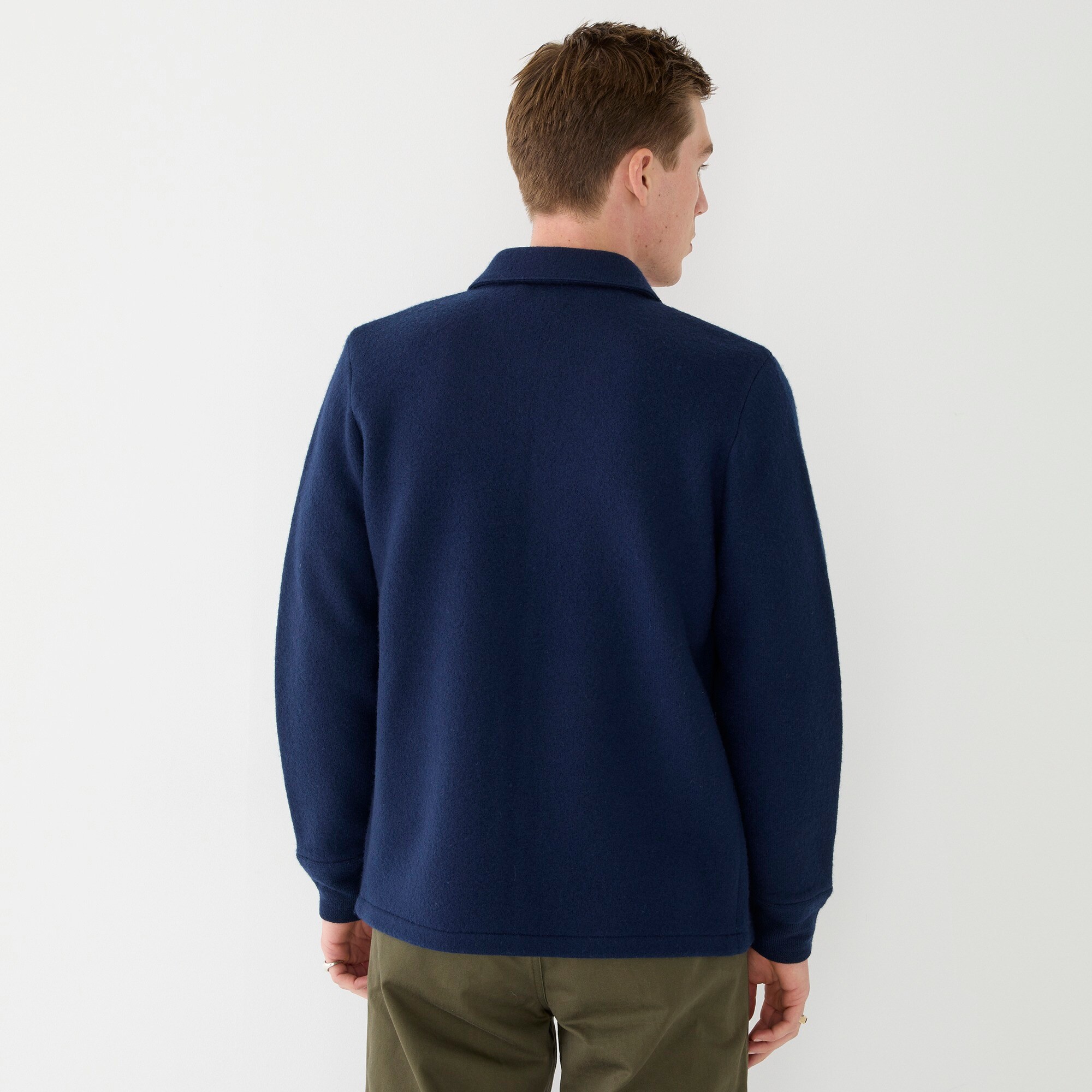 Boiled merino wool coach's sweater-jacket