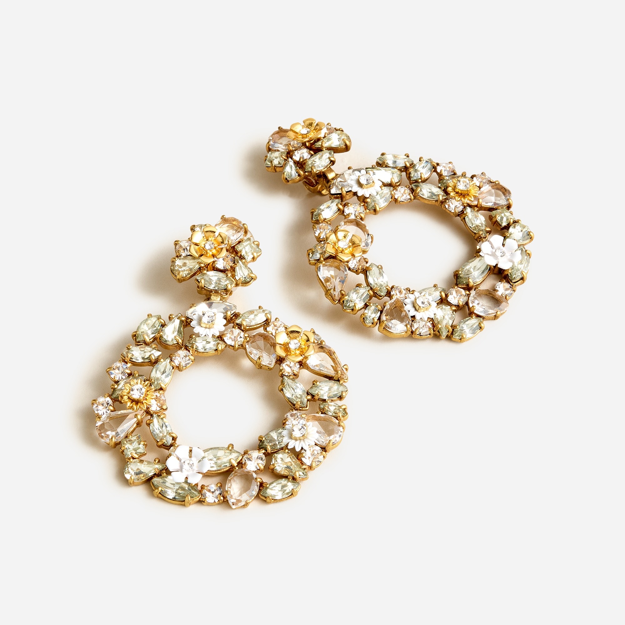 Colorful floral hoop earrings