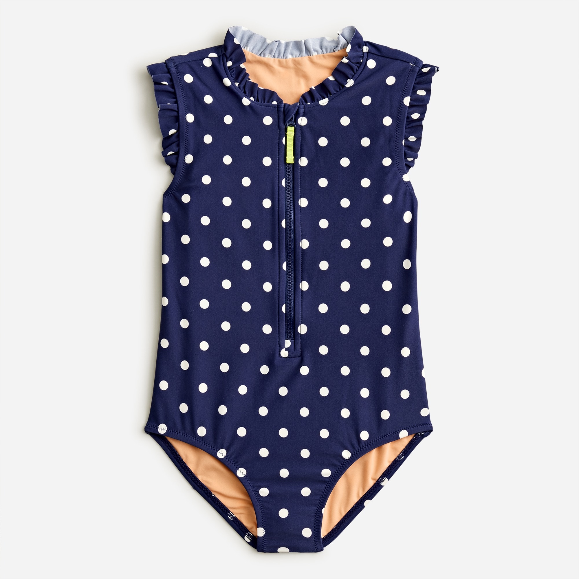Girls zip-up one-piece swimsuit with UPF 50+