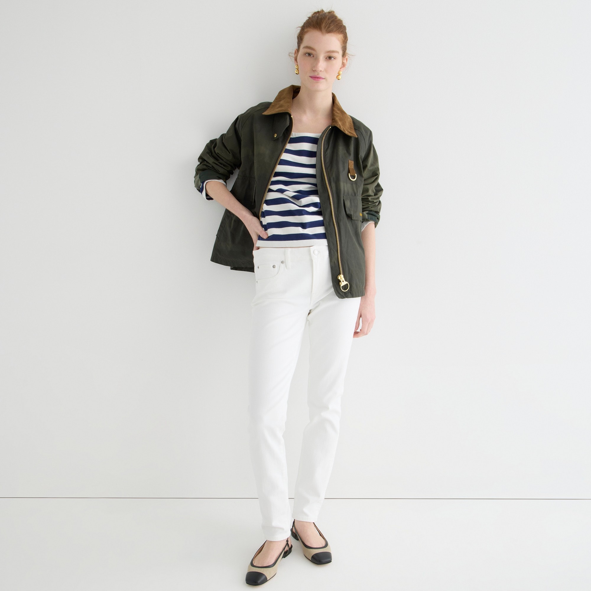 8" toothpick jean in white wash