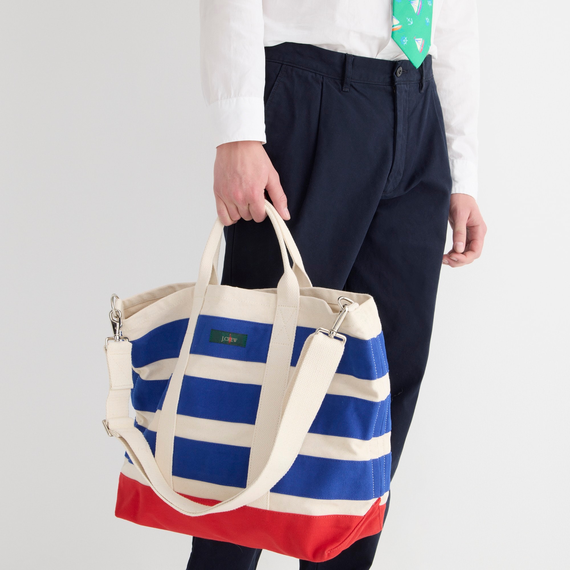 Limited-edition large canvas tote with webbing strap