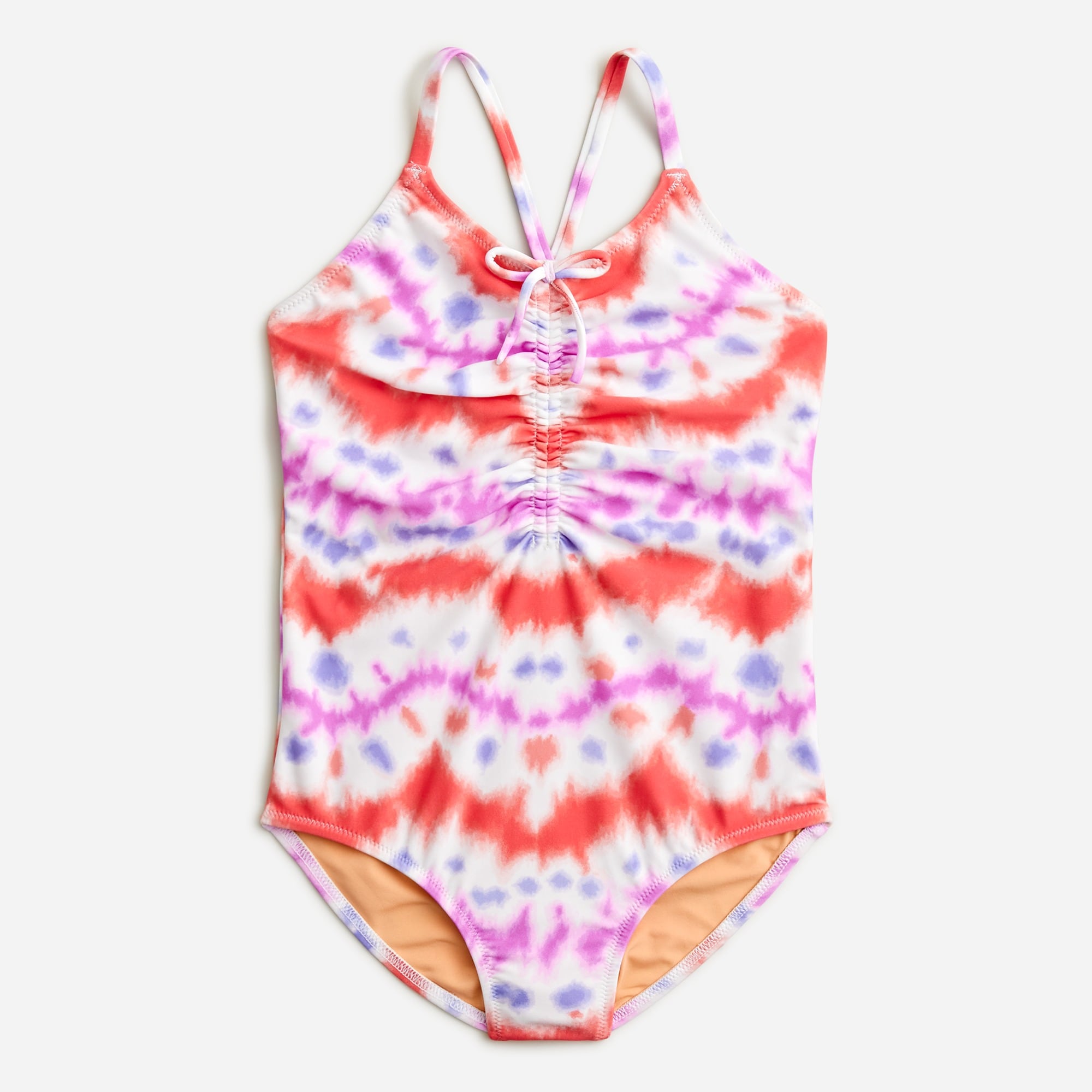 Girls' ruched one-piece swimsuit with UPF 50+
