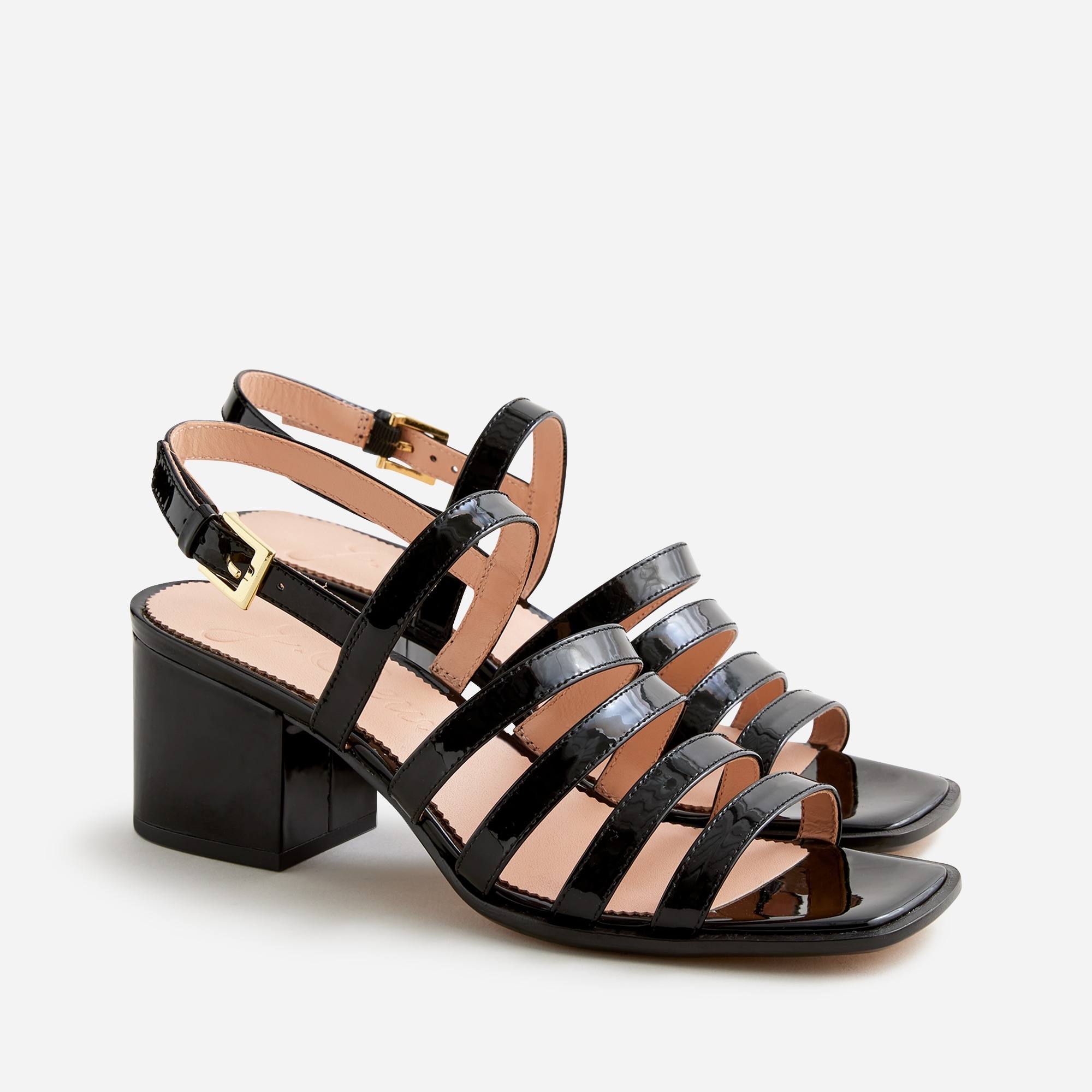 Dylan strappy block-heel sandals in patent leather