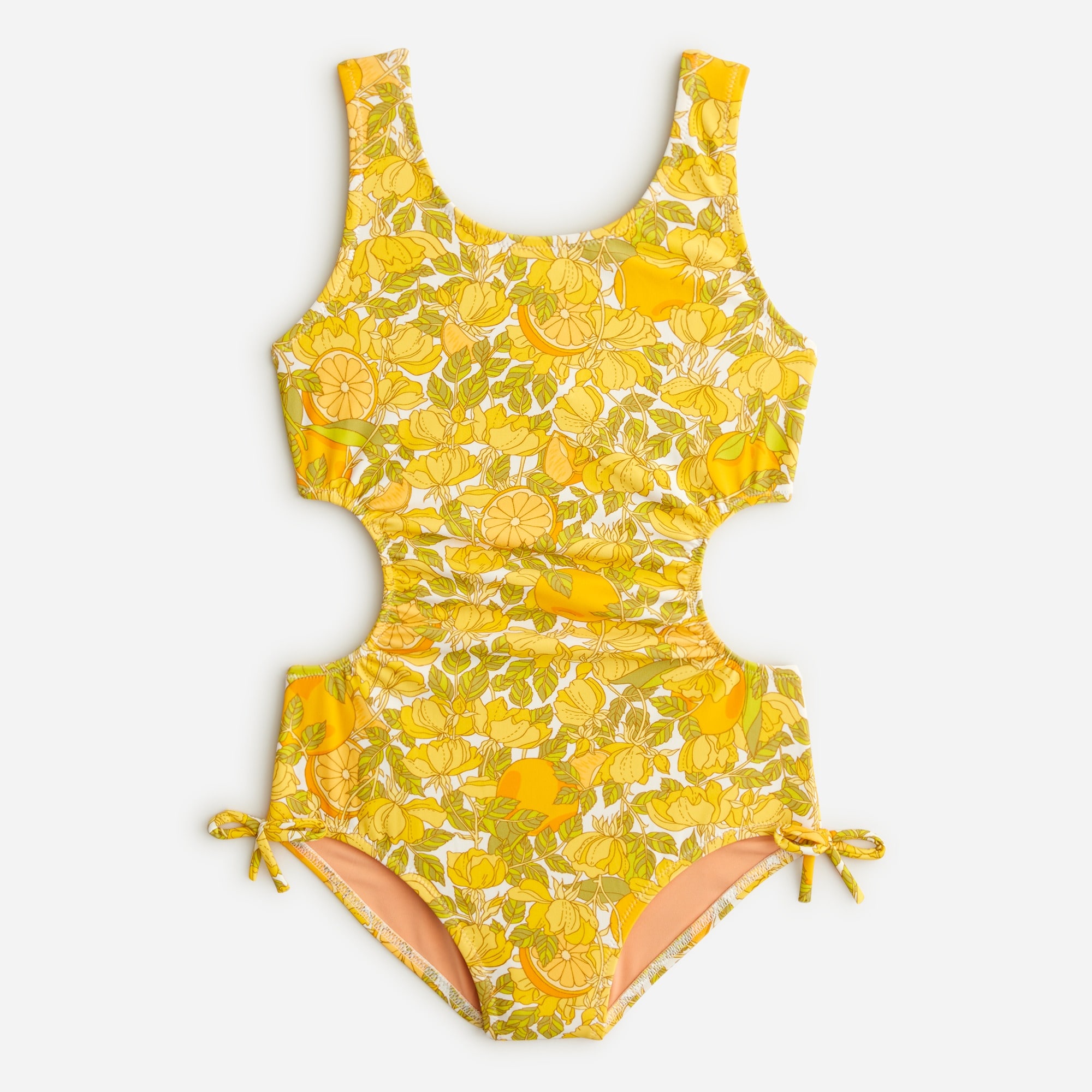 Girls' cutout one-piece swimsuit with UPF 50+