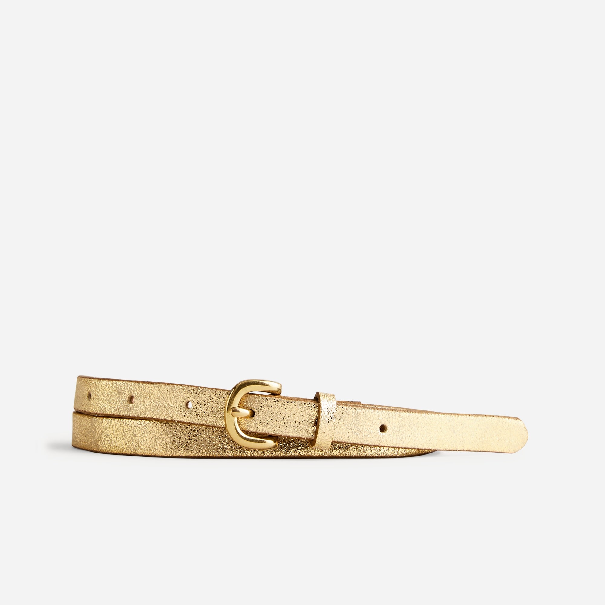 Skinny metallic Italian leather belt