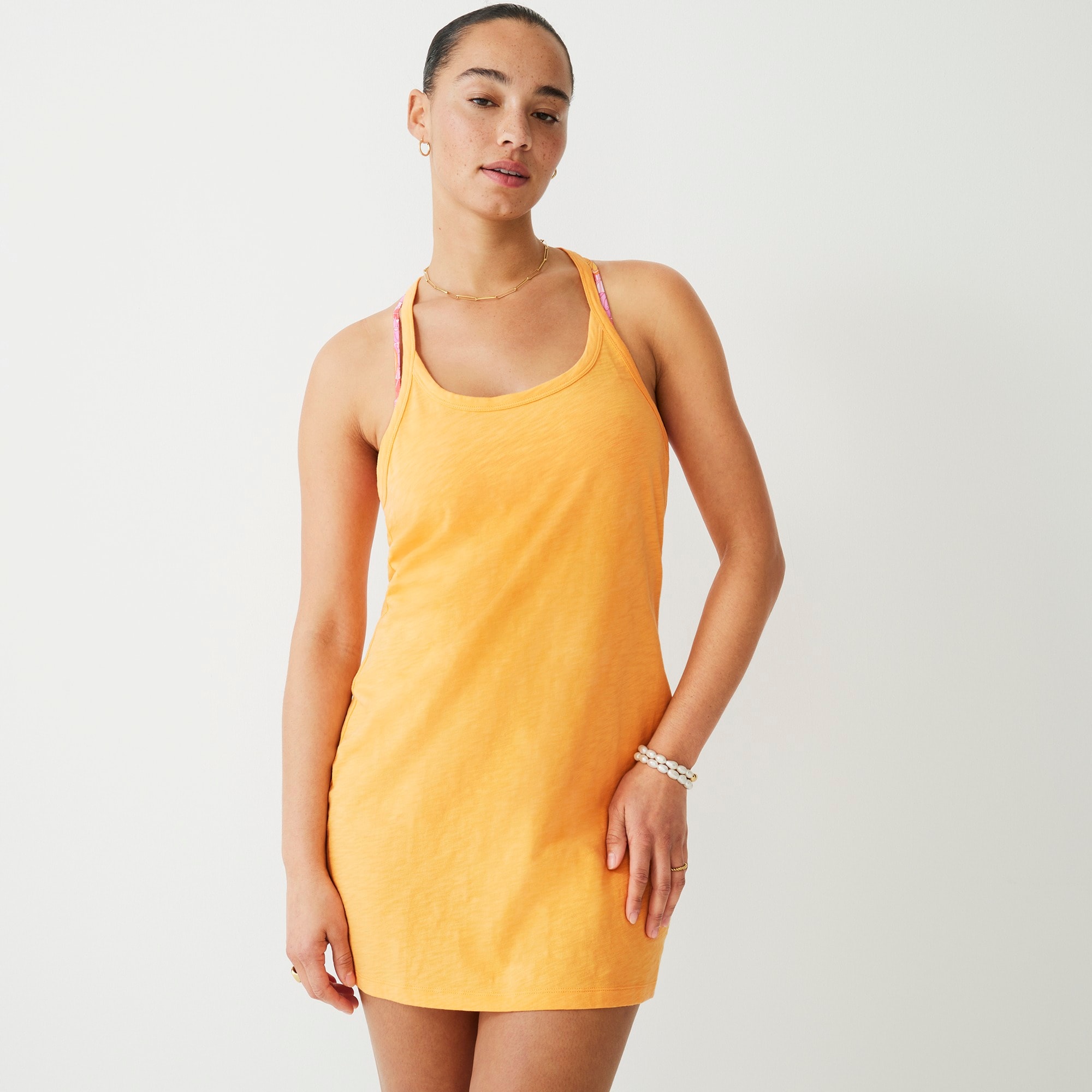 Relaxed tank dress in slub cotton