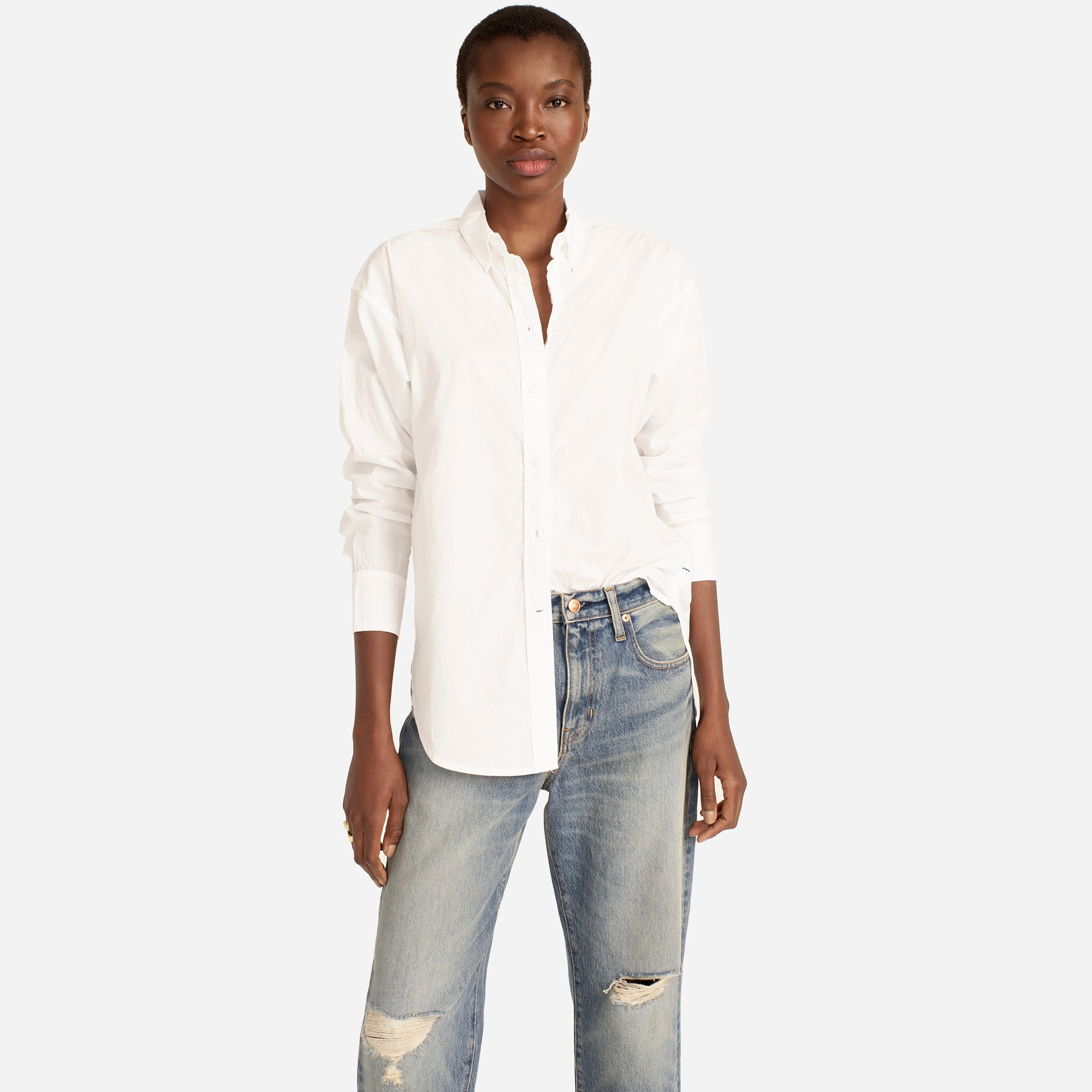 Relaxed-fit washed cotton poplin shirt