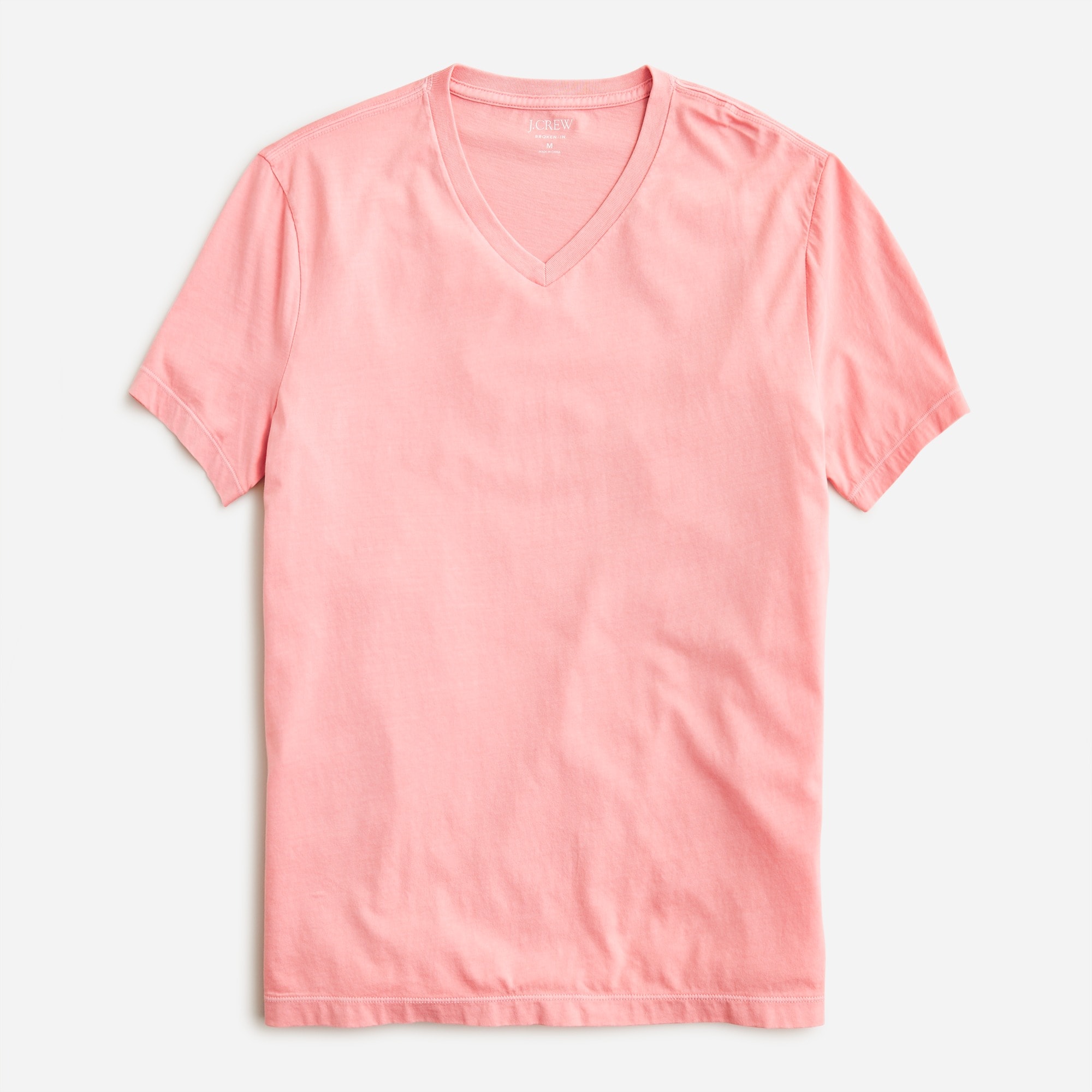 Broken-in short-sleeve V-neck T-shirt