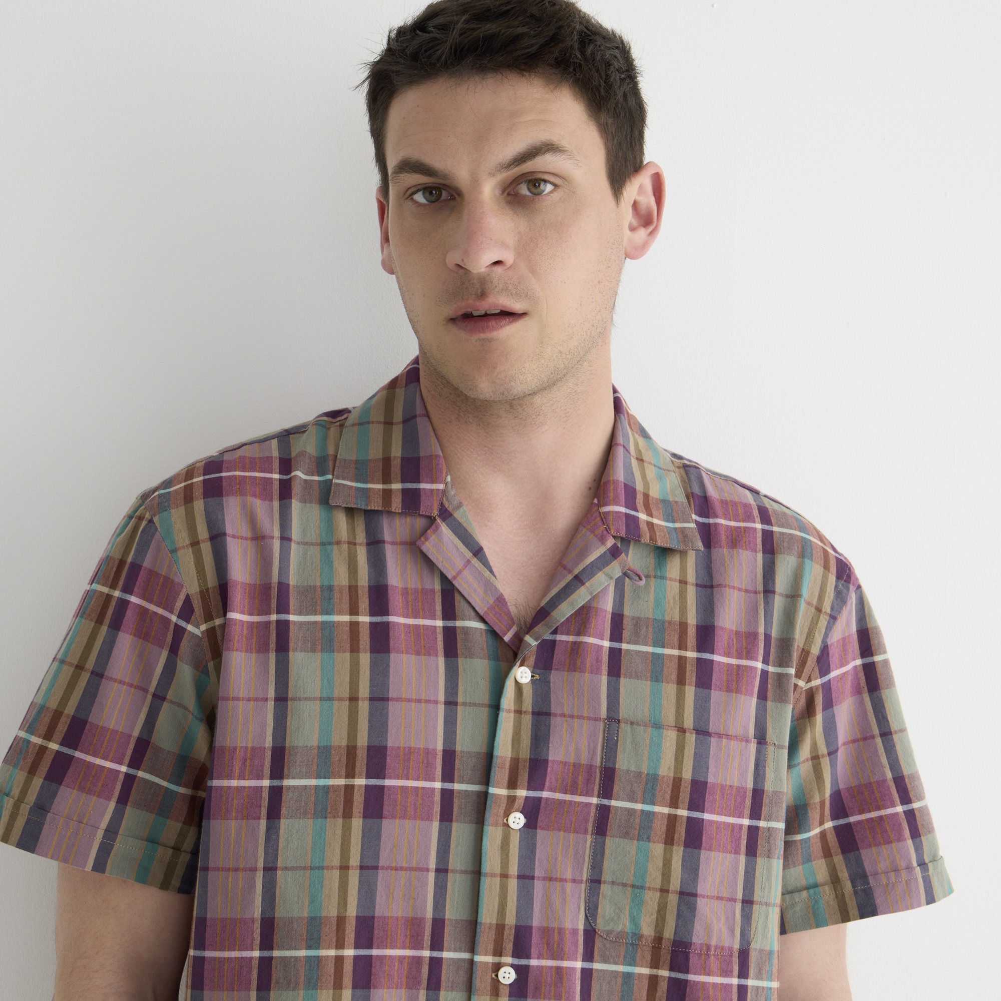Boxy fit camp-collar shirt