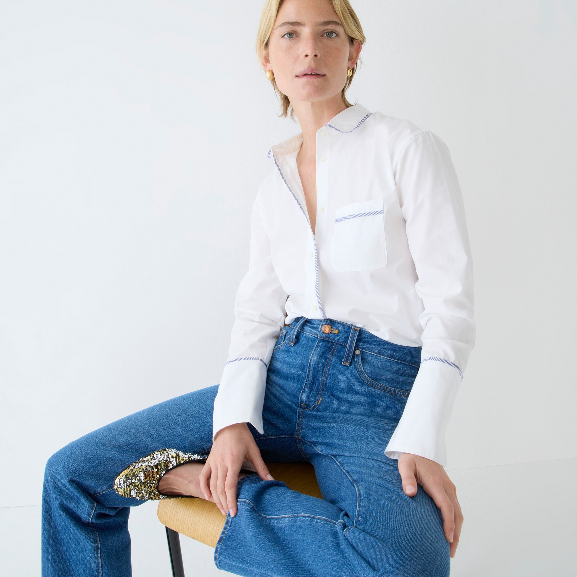 Classic-fit tipped Thomas Mason® shirt