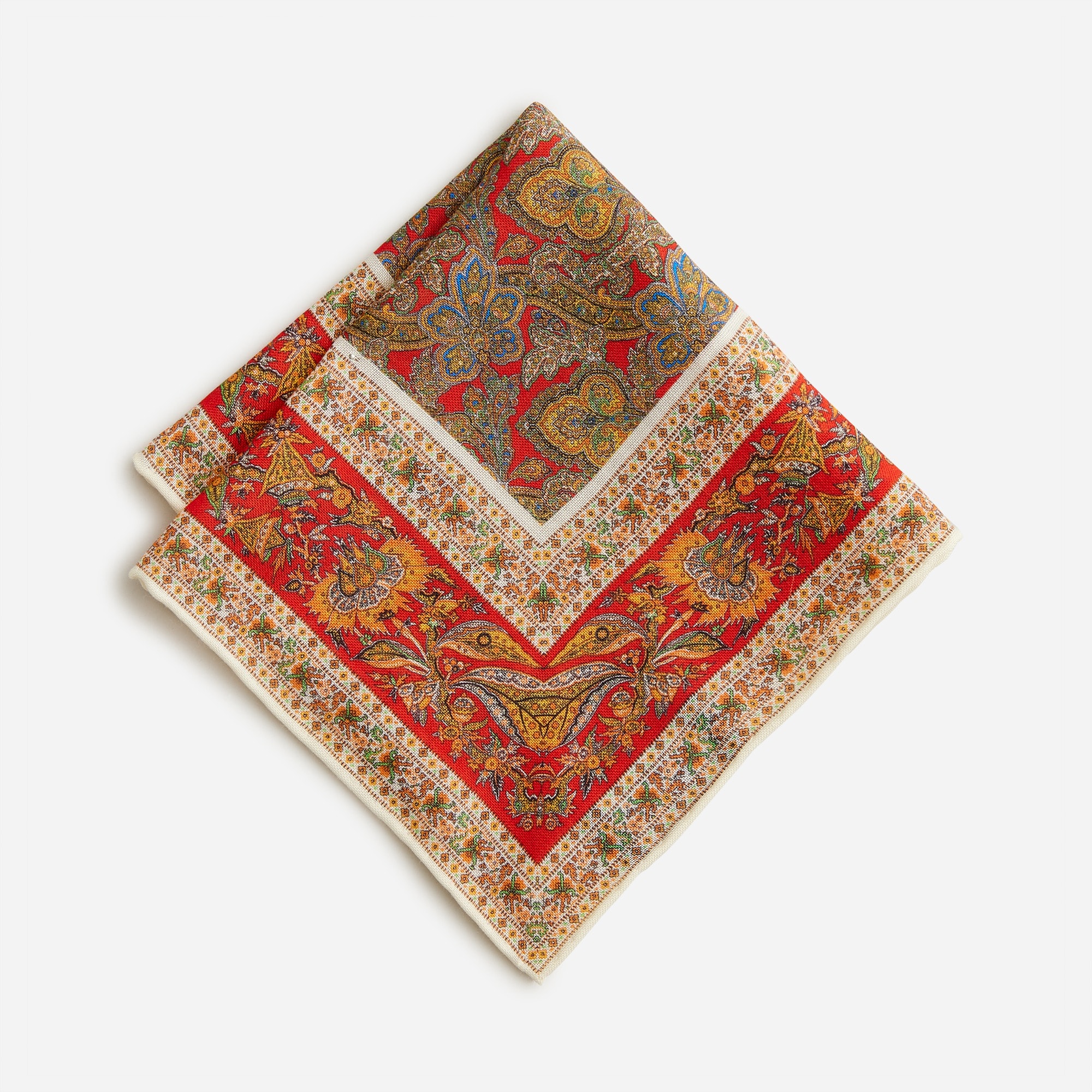 Silk-wool pocket square in paisley