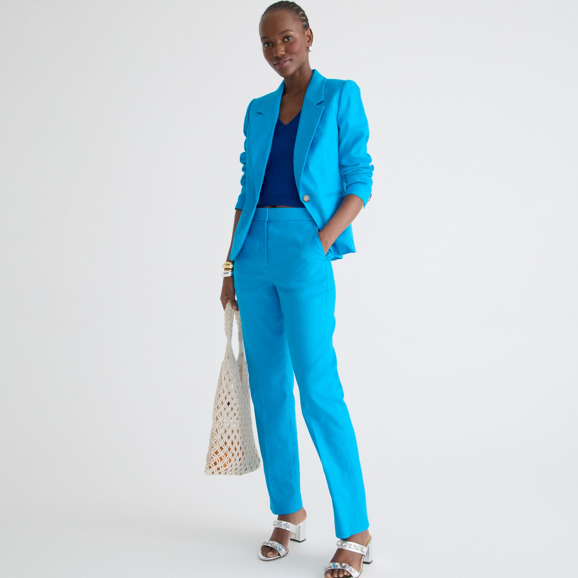 Kate straight-leg pant in stretch linen blend