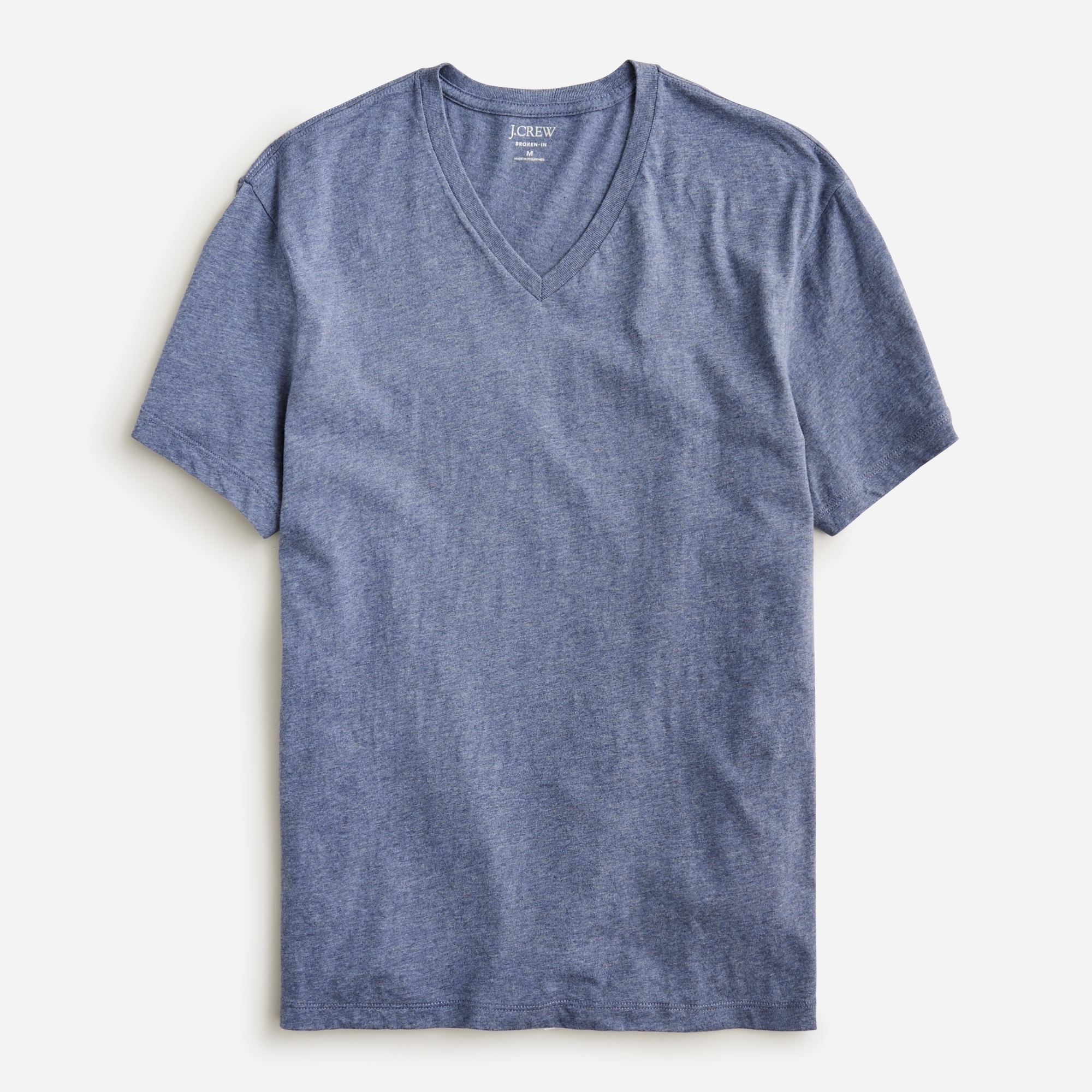 Broken-in short-sleeve V-neck T-shirt