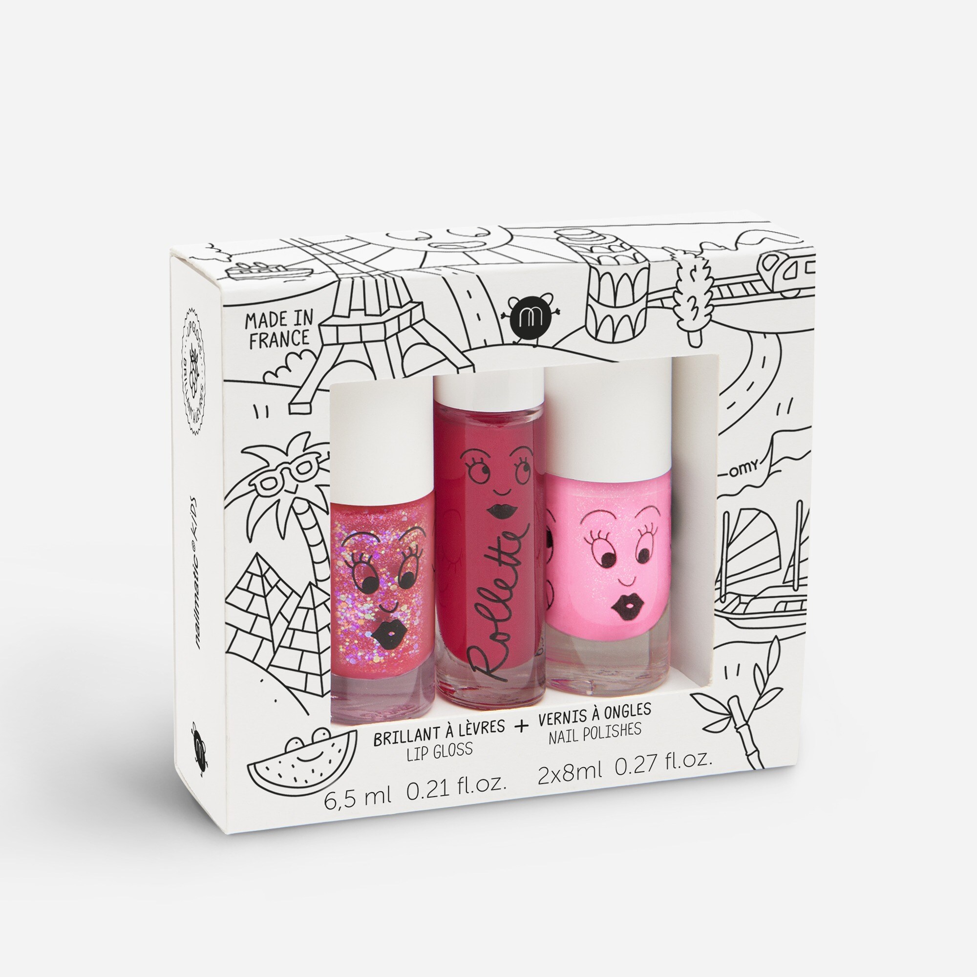 nailmatic kids' world tour nail polish and lip gloss set