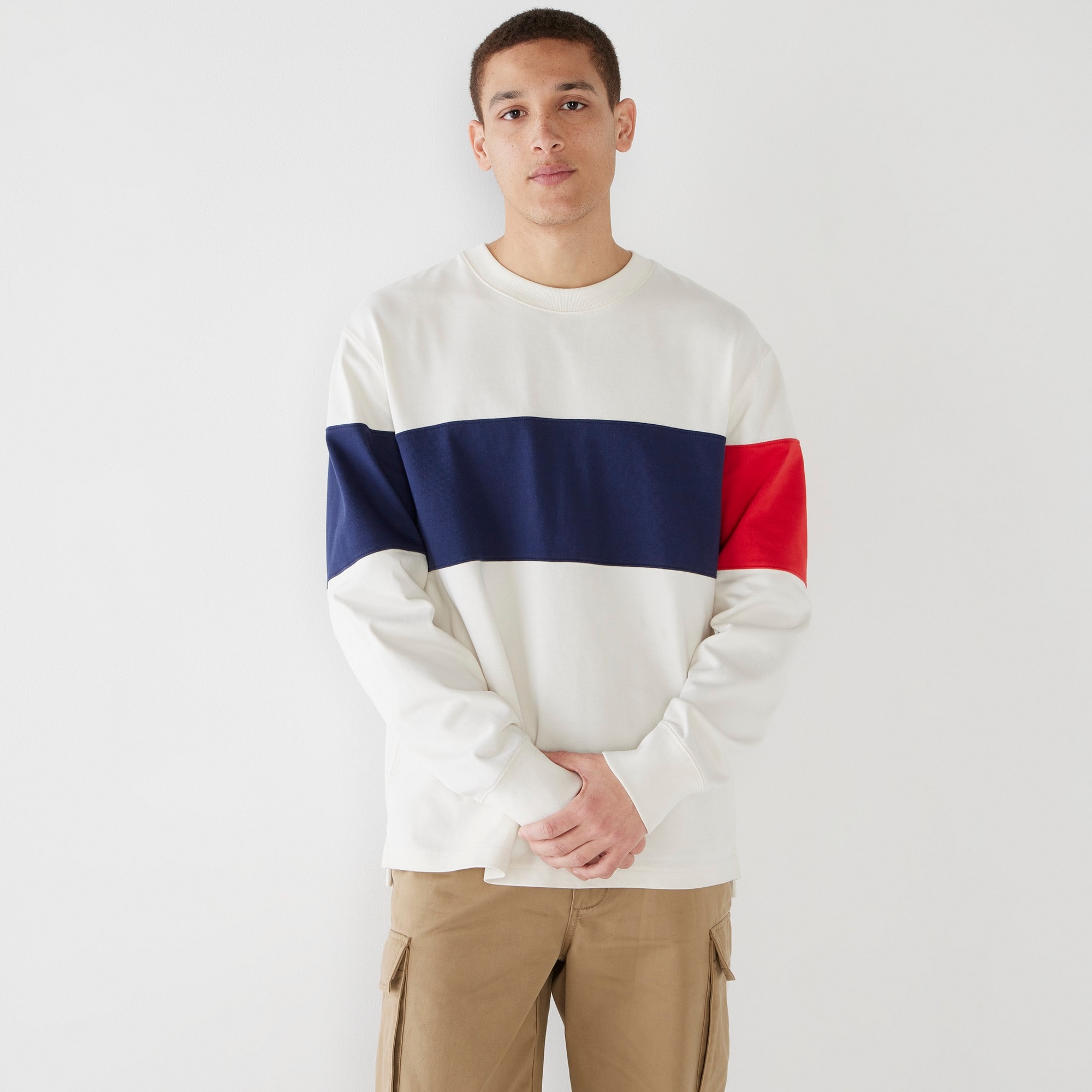 Rugby crewneck shirt in colorblock