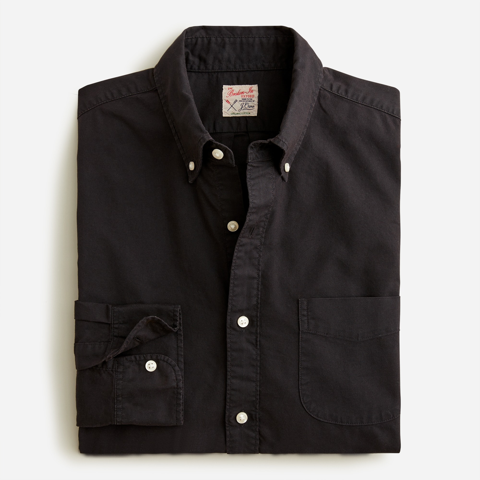 Broken-in garment-dyed organic cotton oxford shirt