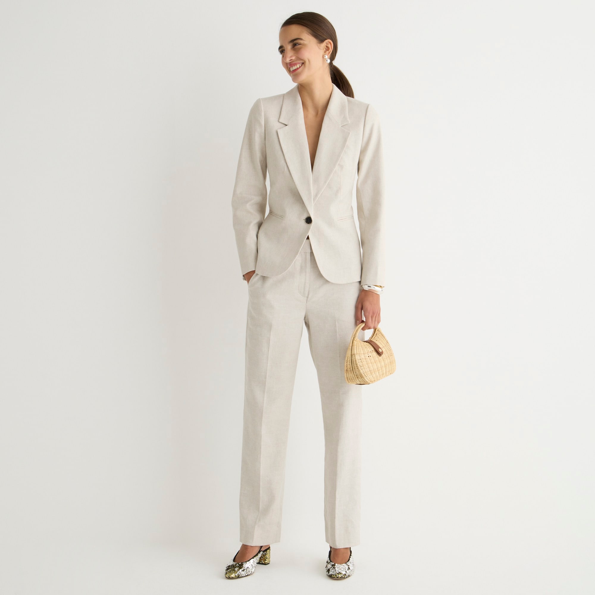 Kate straight-leg pant in stretch linen blend