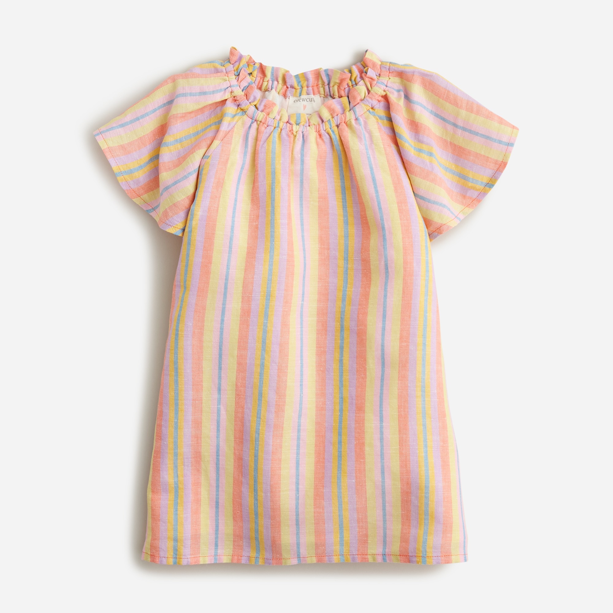 Girls' flutter-sleeve top in linen blend