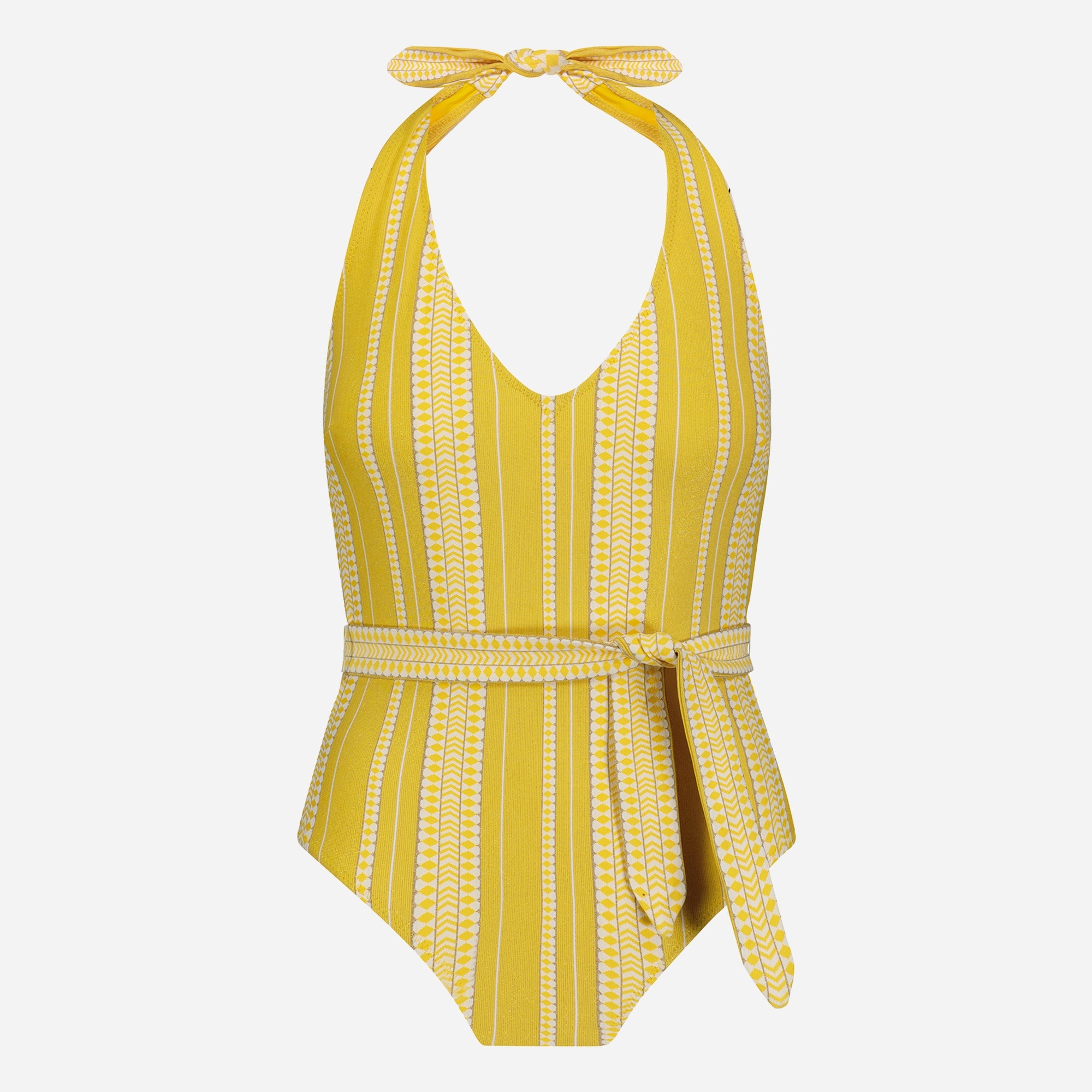 lemlem Luchia deep-V belted one-piece
