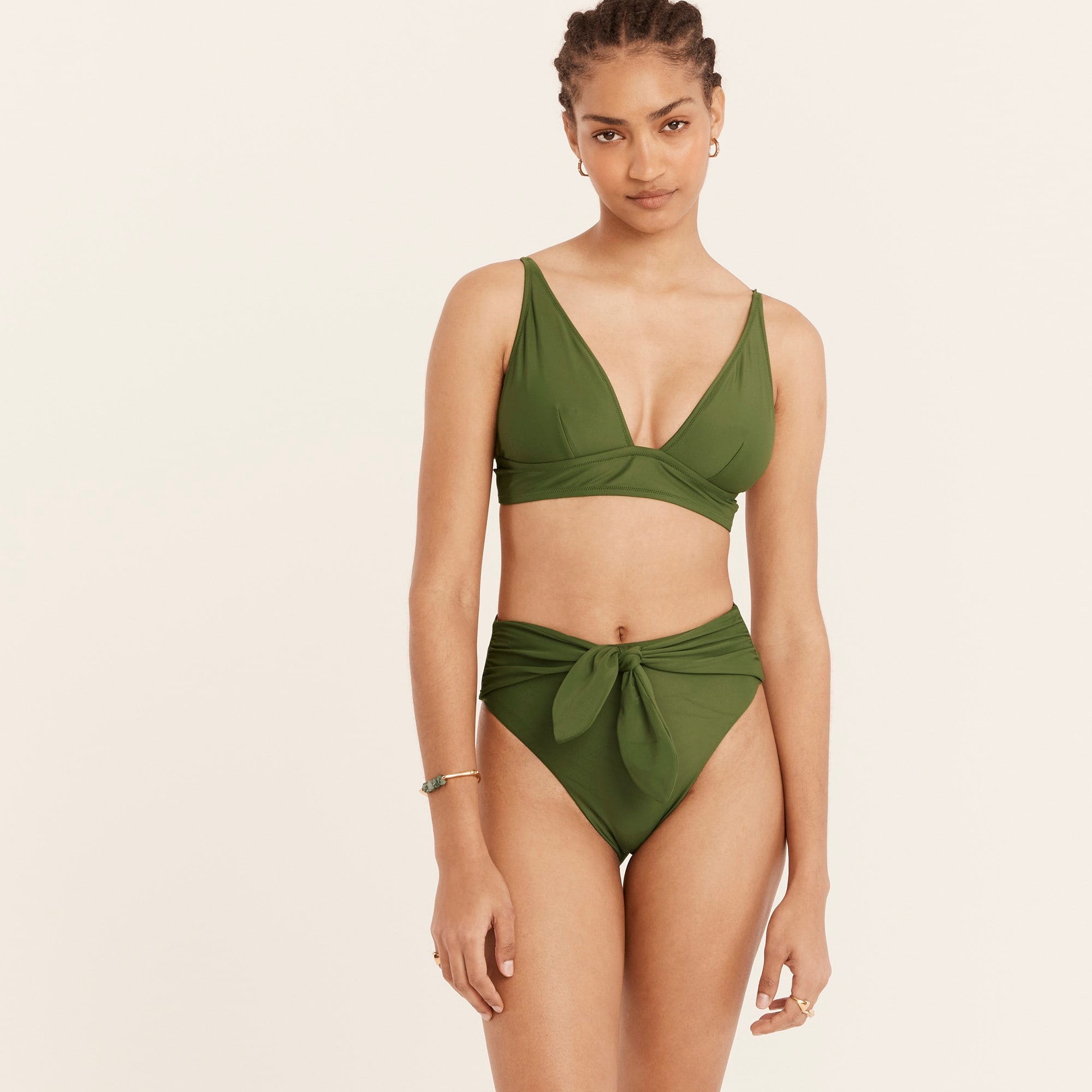 Tie high-rise bikini bottom
