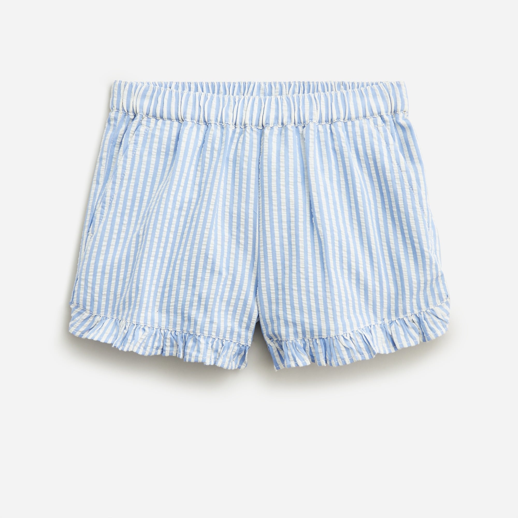 Girl's ruffle-trim short in seersucker