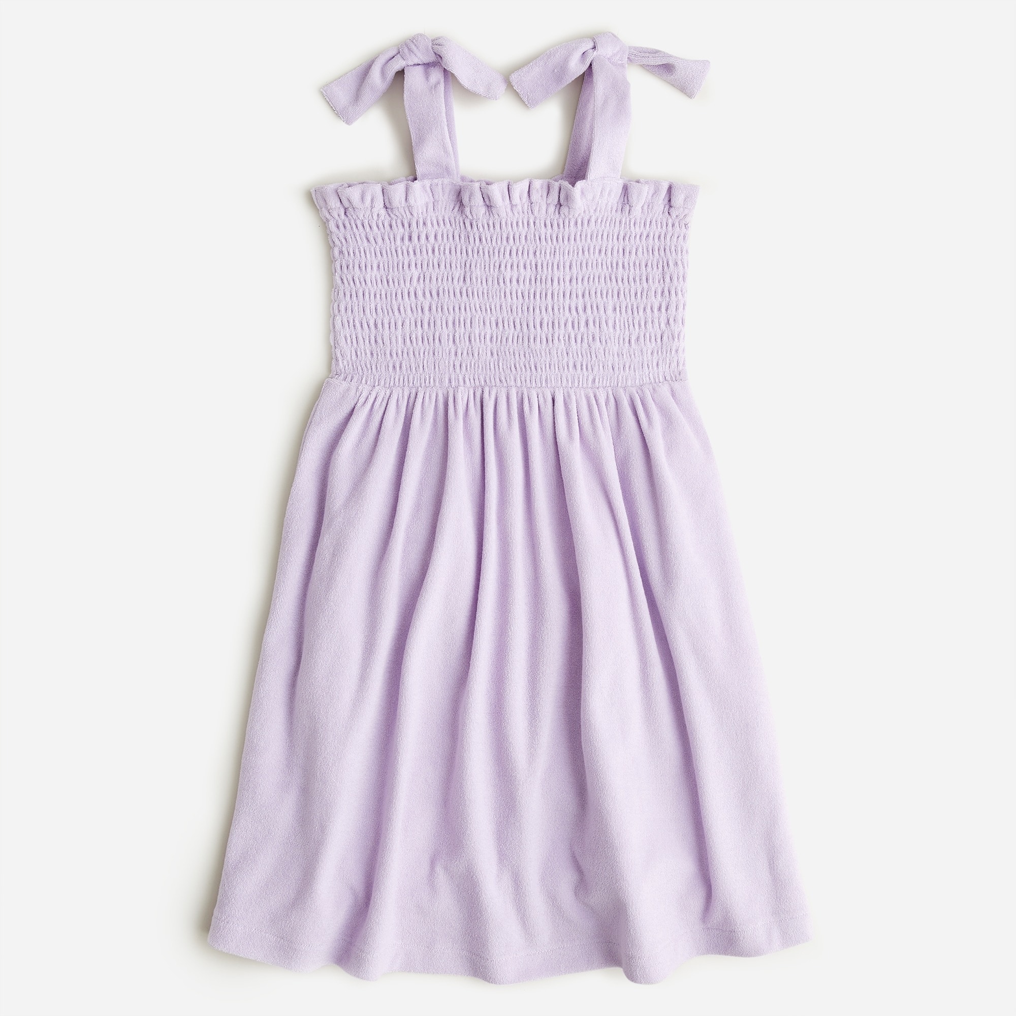 Girls' tie-shoulder dress in towel terry