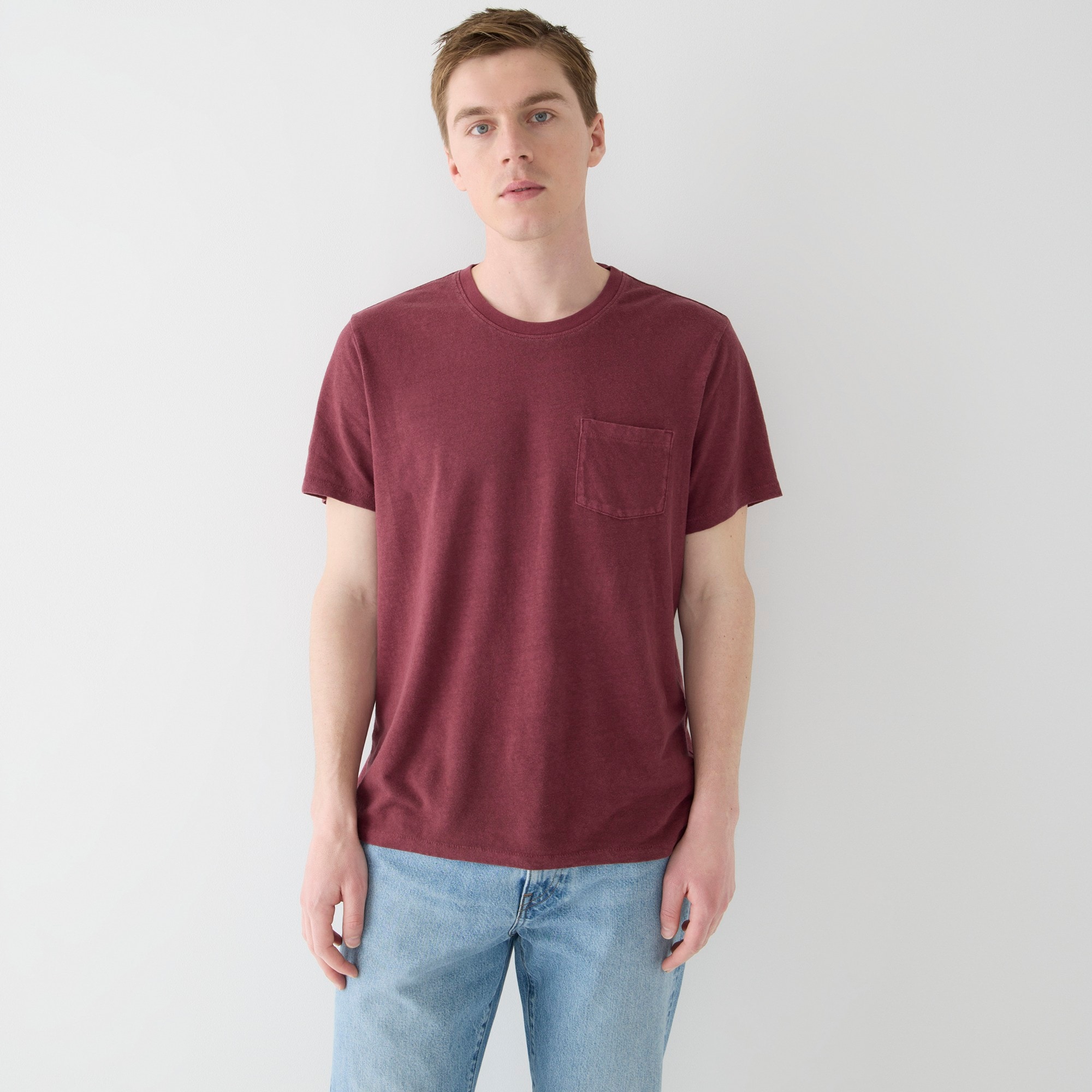 Hemp-organic cotton-blend pocket T-shirt