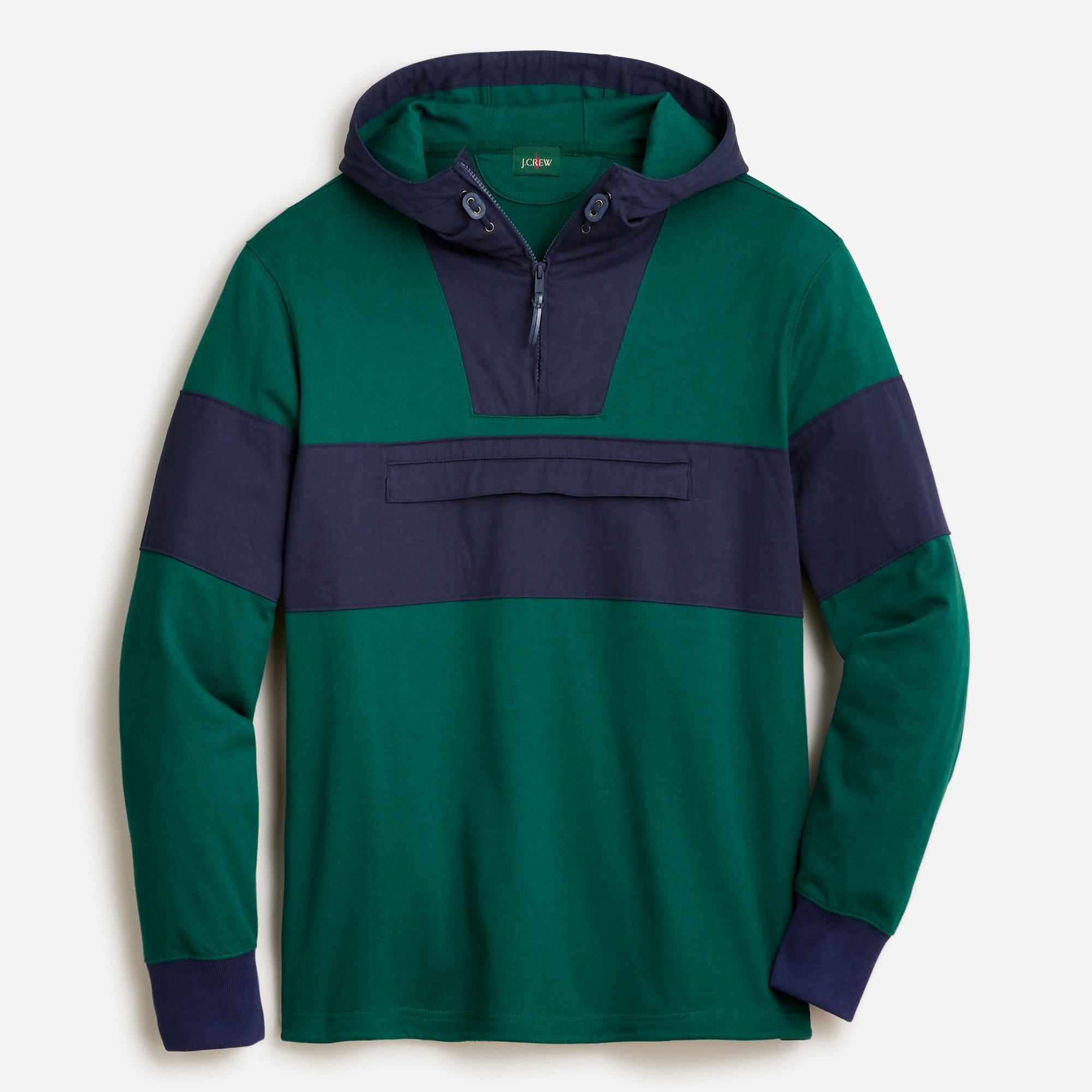 Hooded rugby anorak sweatshirt in colorblock
