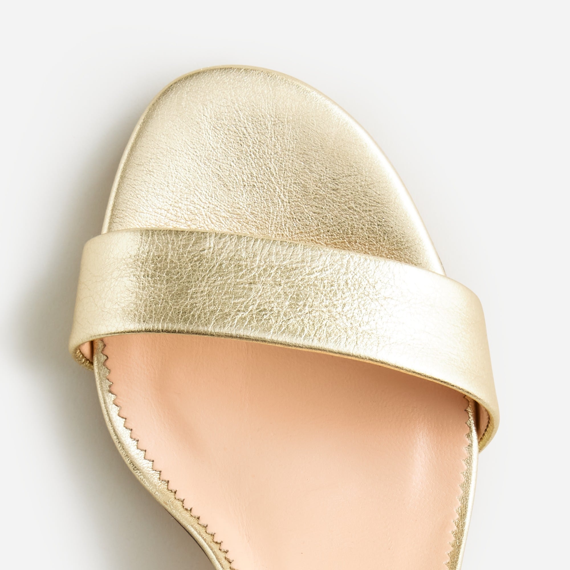 Lucie double-strap block-heel sandals in Italian metallic leather