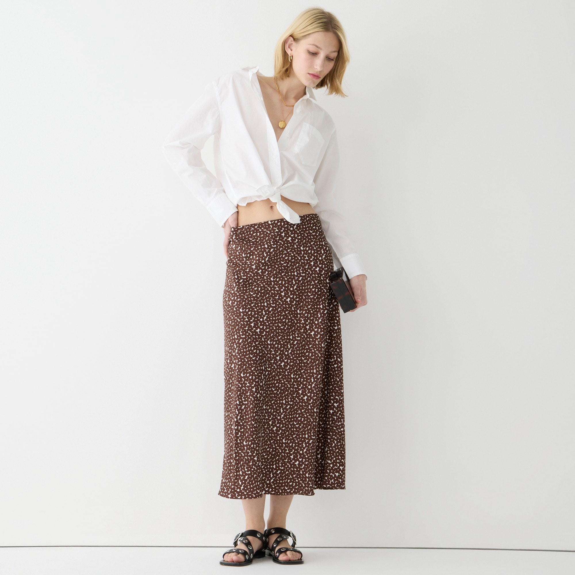 Gwyneth slip skirt in mocha floral