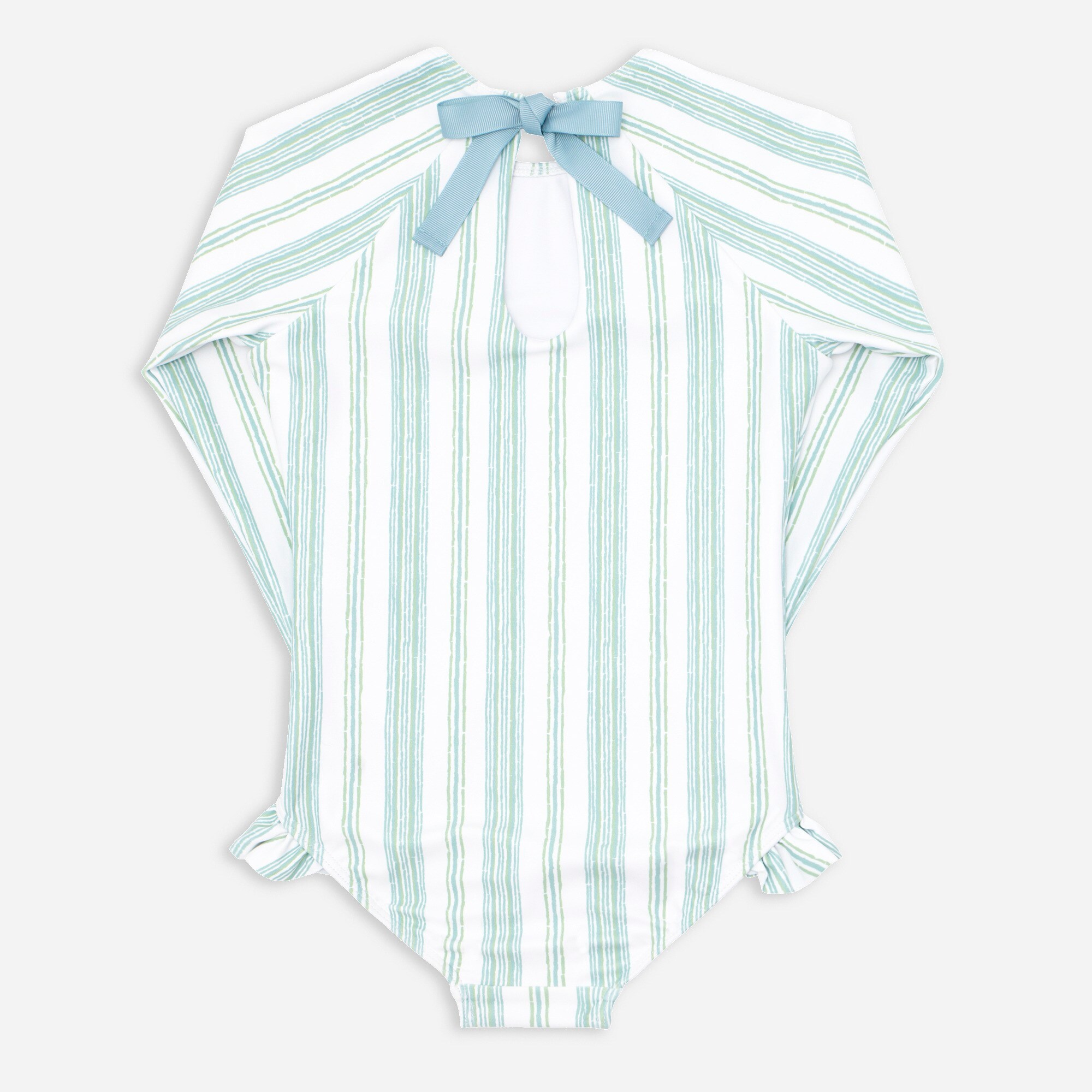 Girls' minnow striped rash guard one-piece