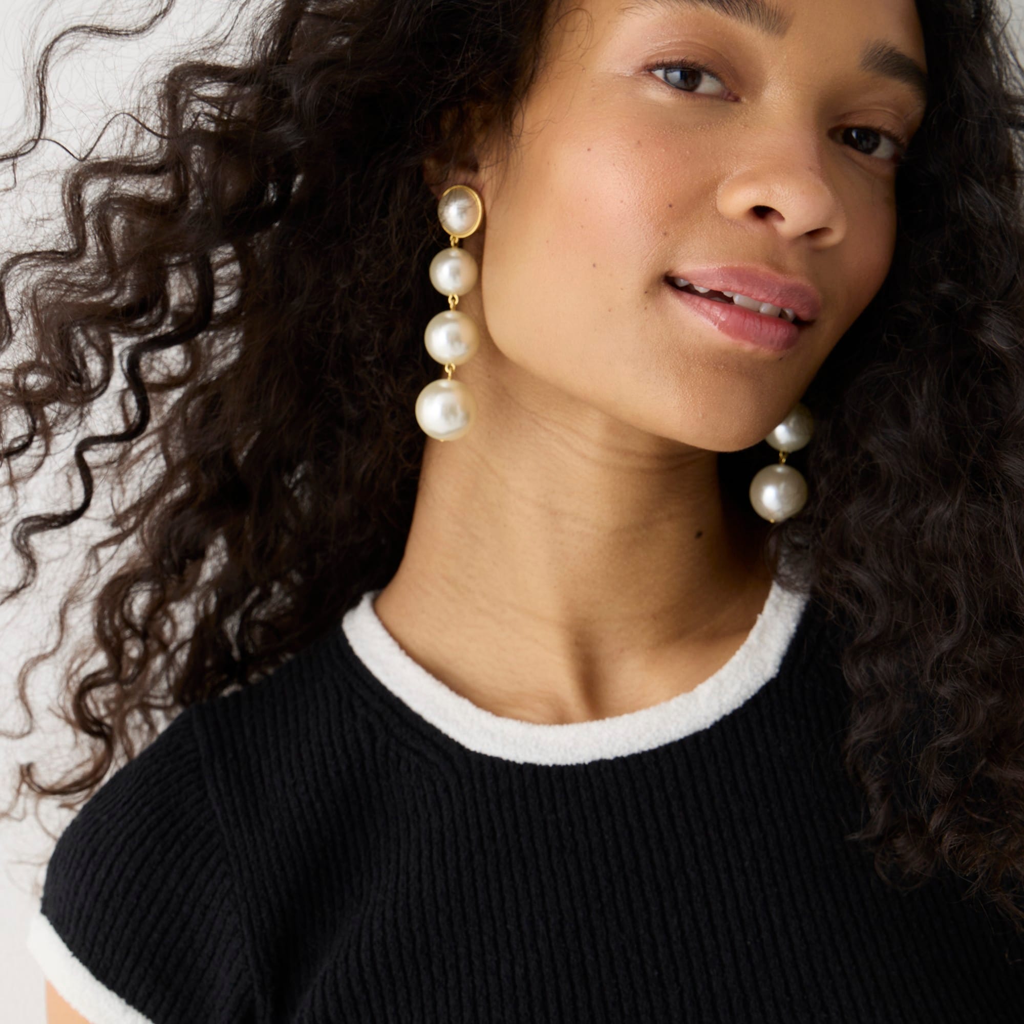 Cropped cap-sleeve sweater T-shirt