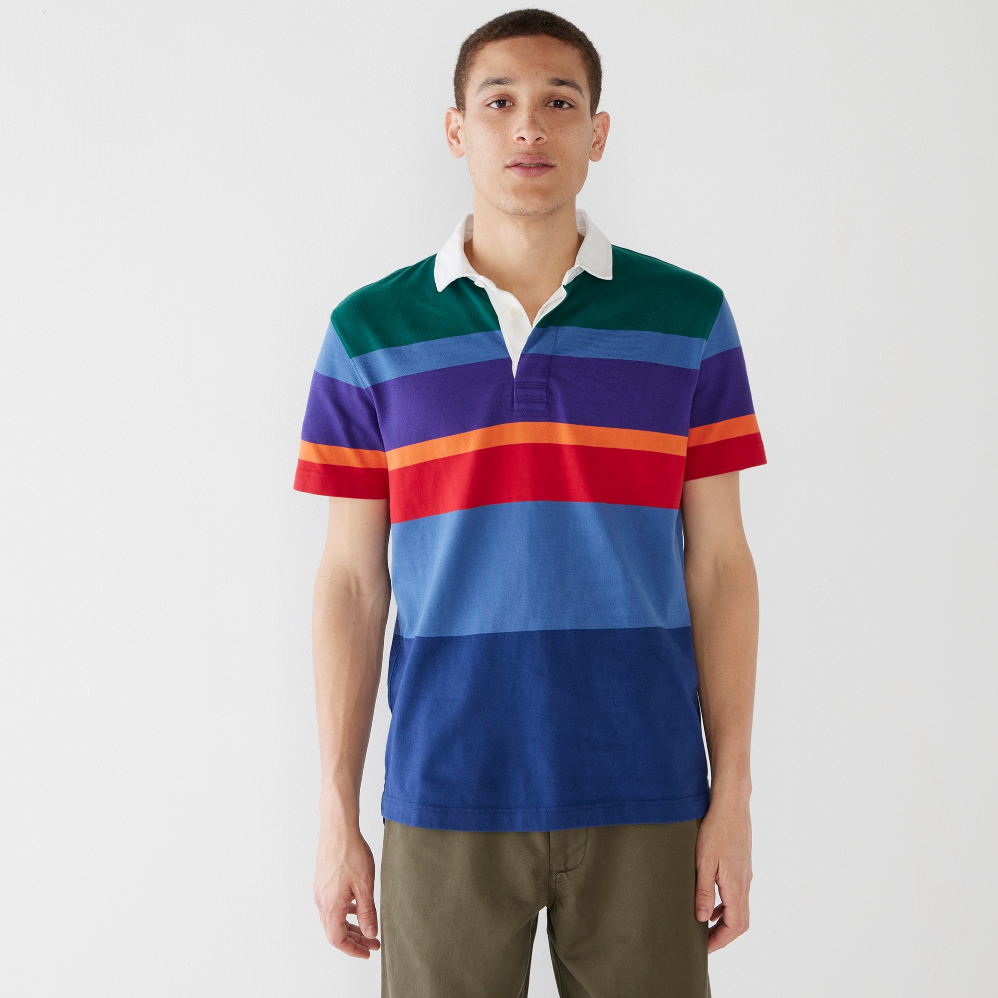 Short-sleeve rugby shirt in colorblock